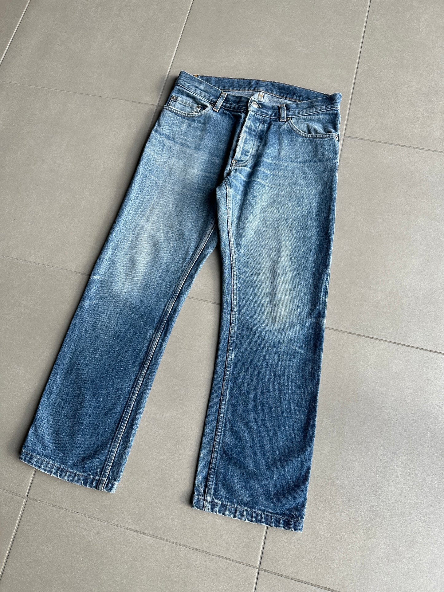Helmut Lang Circa 2000’s  blue washed bootcut denim