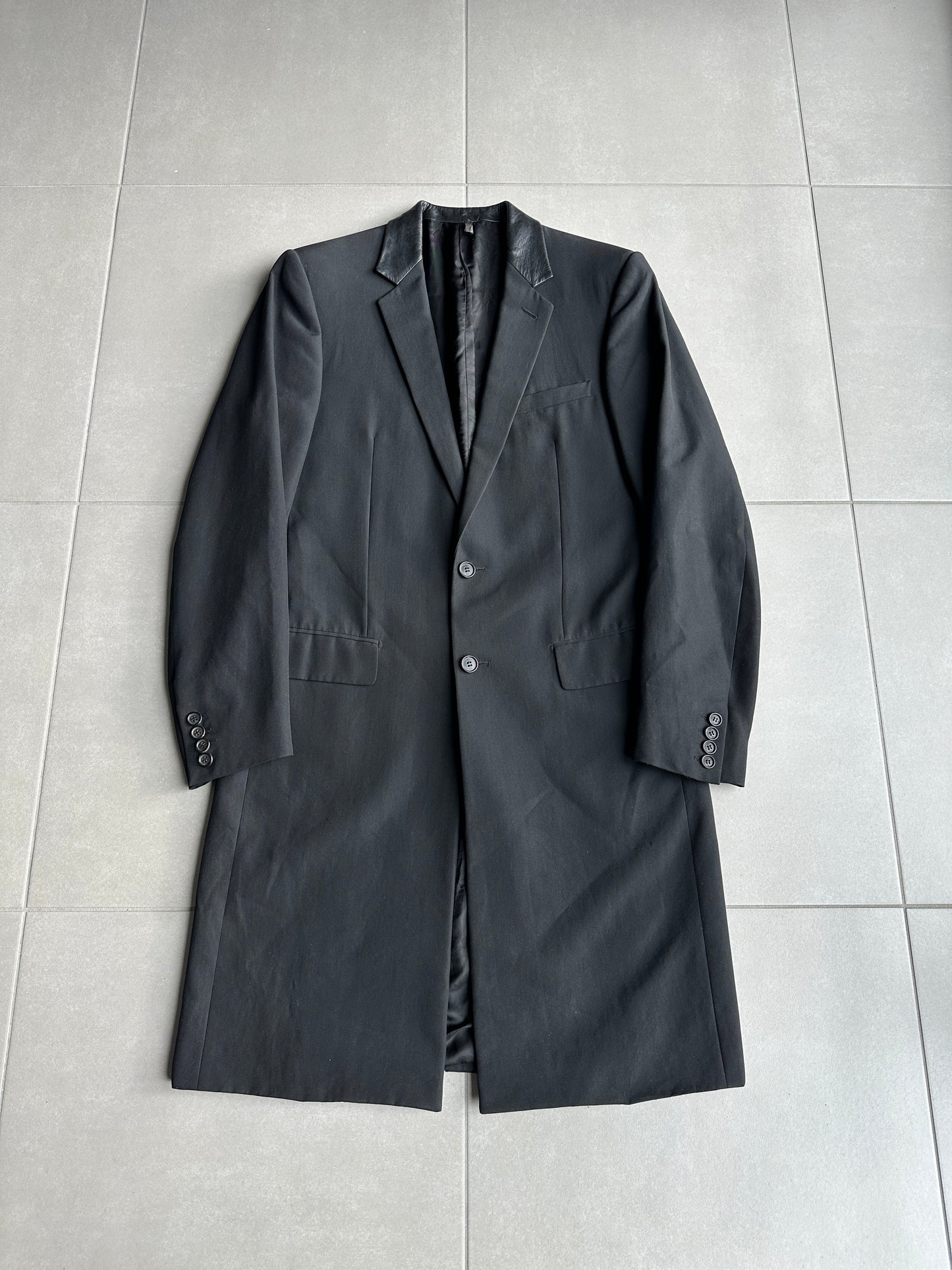 Dior Homme SS02 "red/boys don't cry" Leather collar wool coat