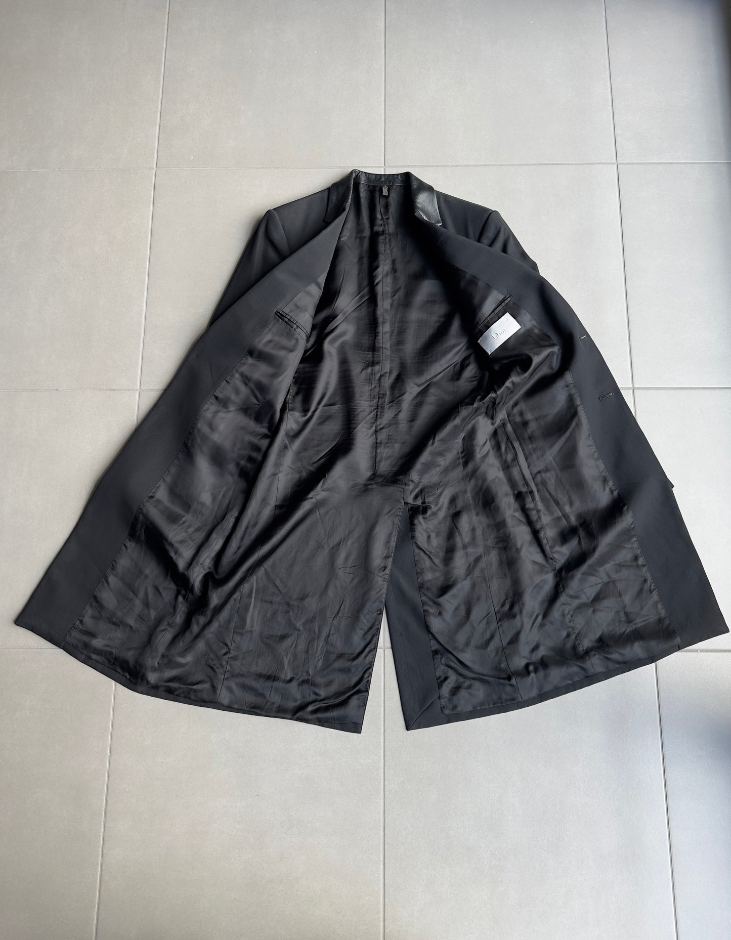 Dior Homme SS02 "red/boys don't cry" Leather collar wool coat