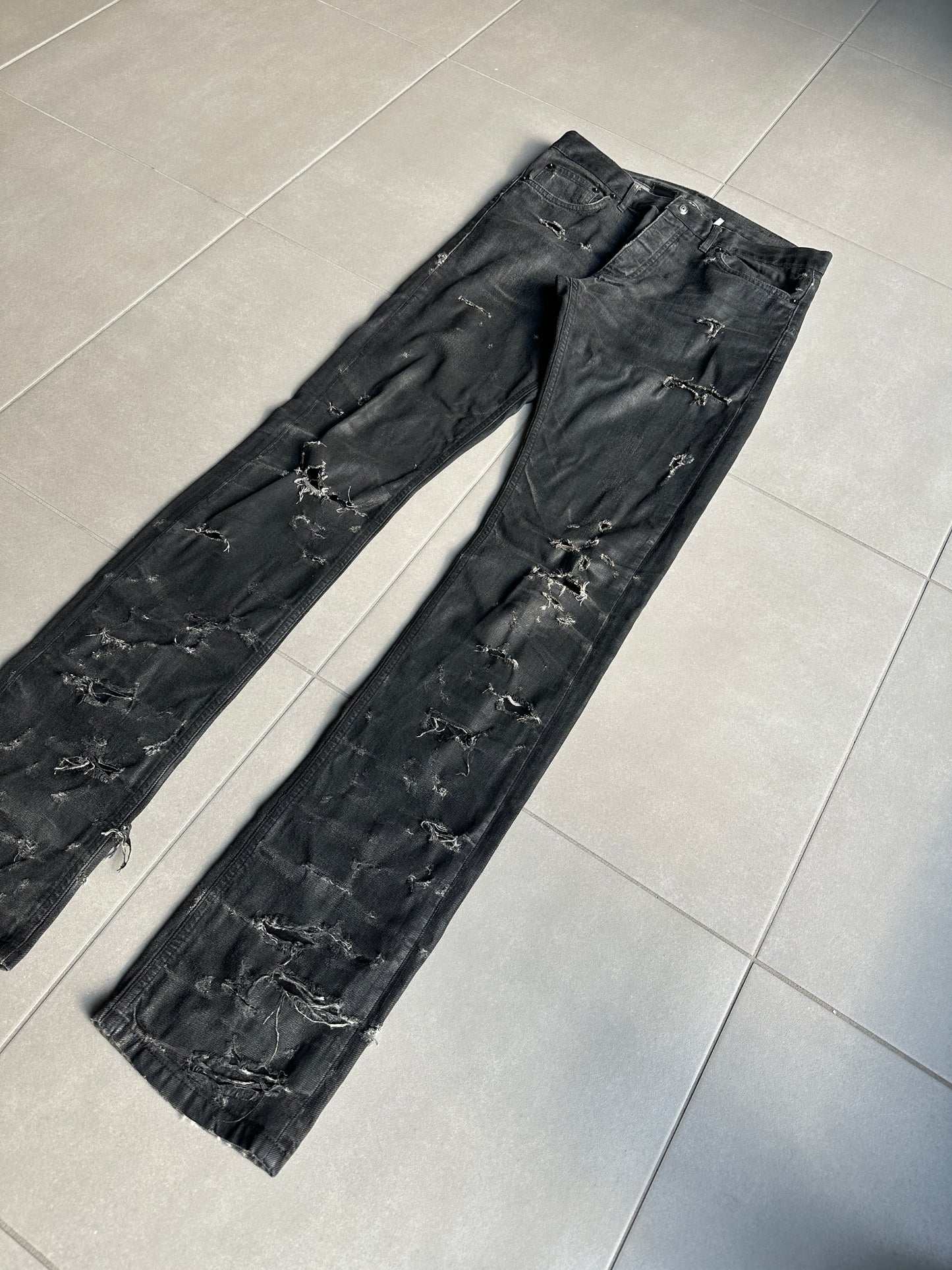 Dior Homme SS04 “STRIP” distressed waxed denim