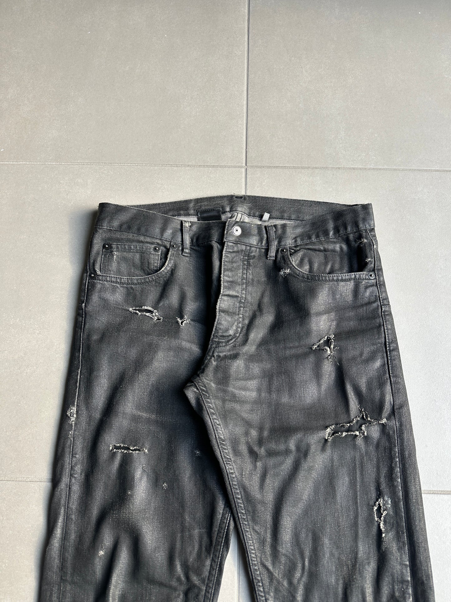Dior Homme SS04 “STRIP” distressed waxed denim