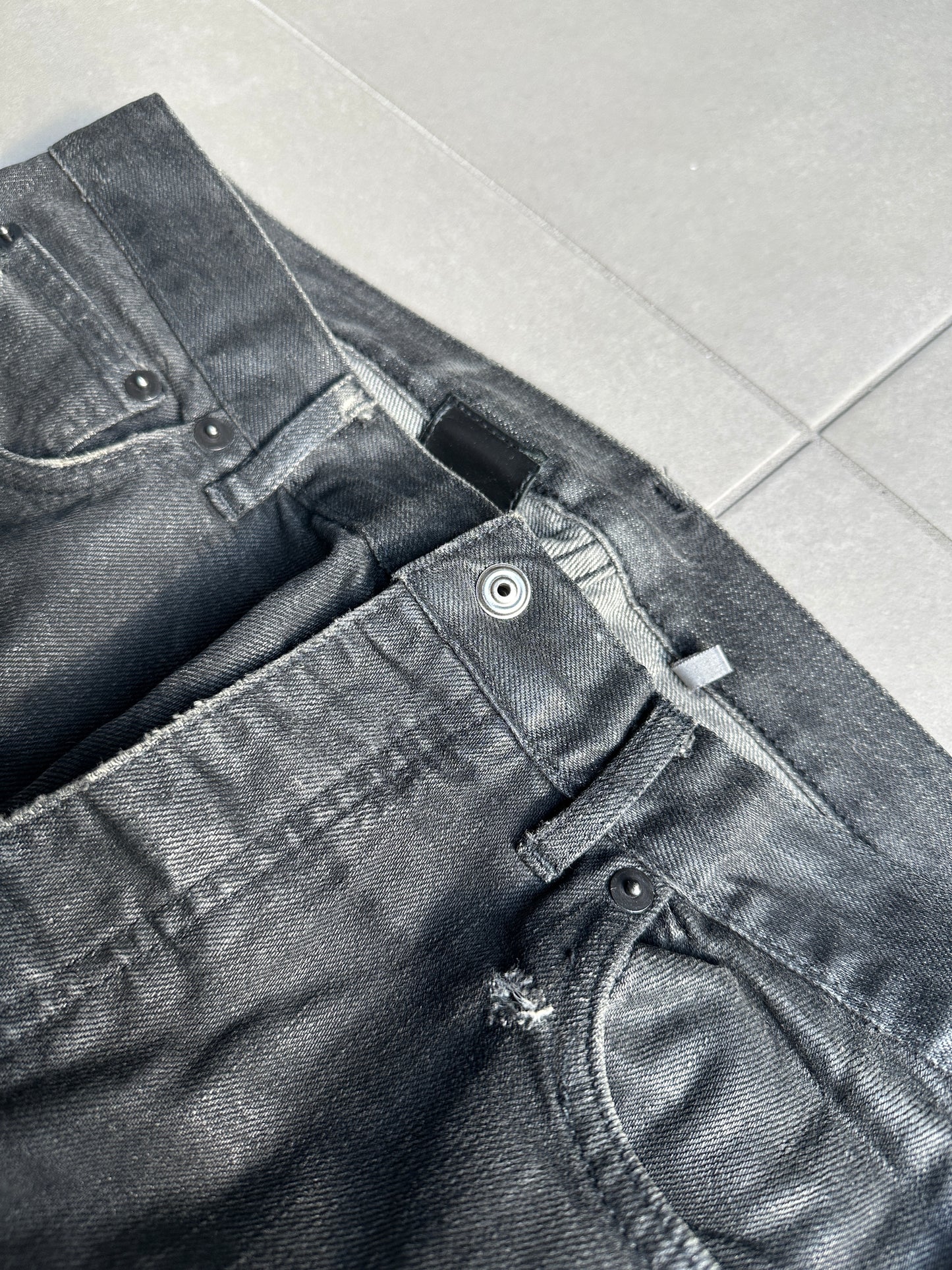 Dior Homme SS04 “STRIP” distressed waxed denim