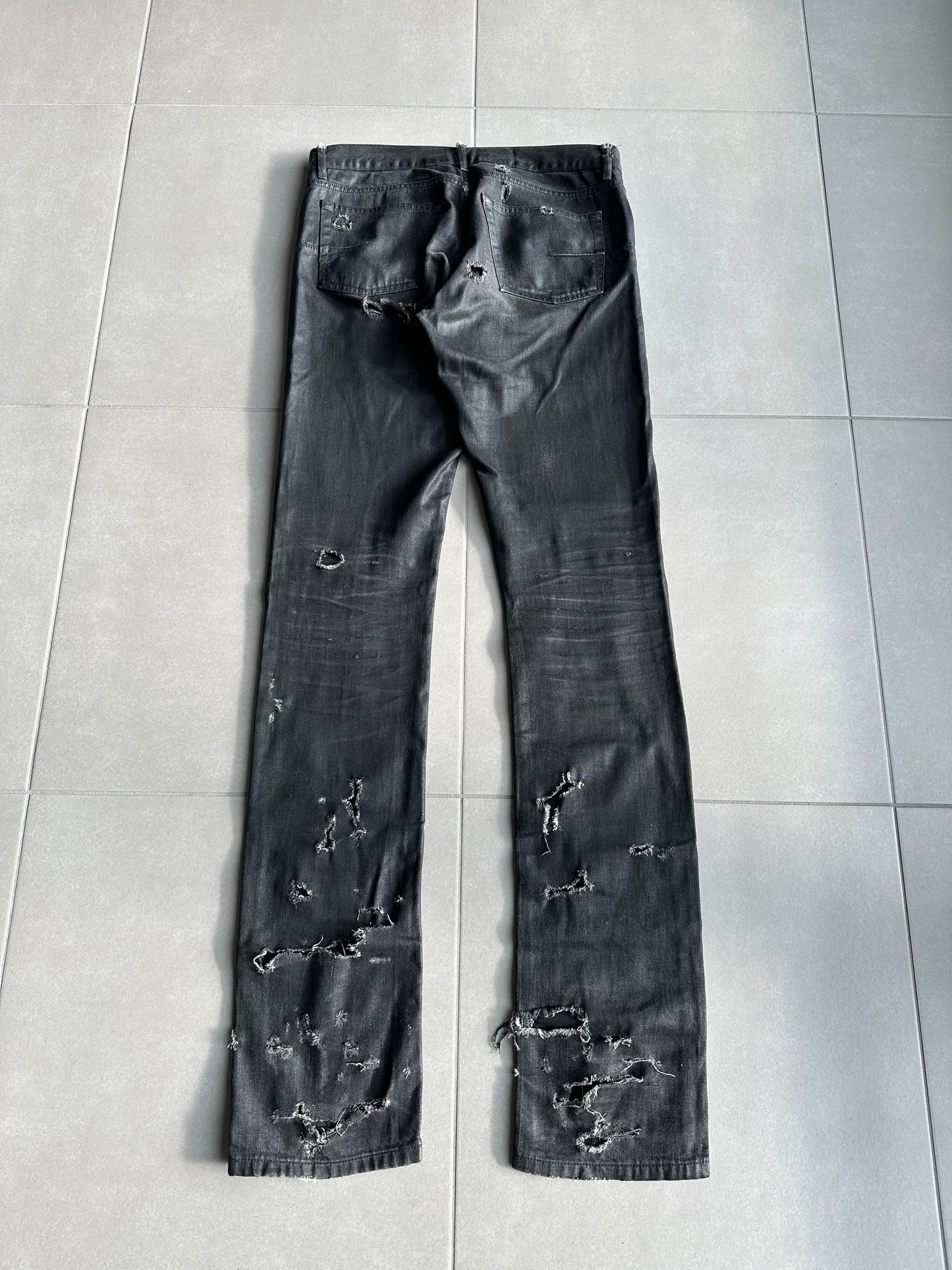 Dior Homme SS04 “STRIP” distressed waxed denim