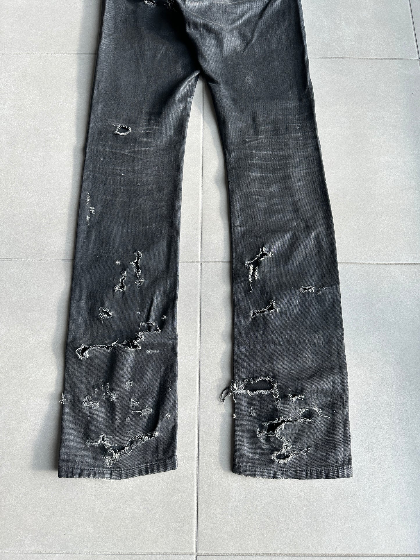 Dior Homme SS04 “STRIP” distressed waxed denim