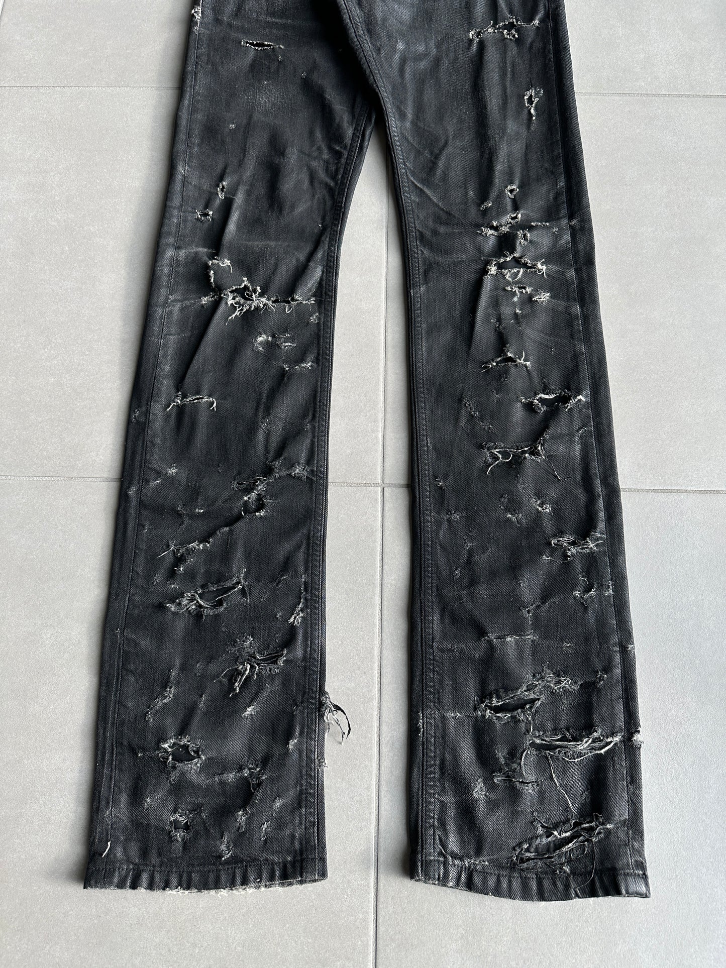 Dior Homme SS04 “STRIP” distressed waxed denim