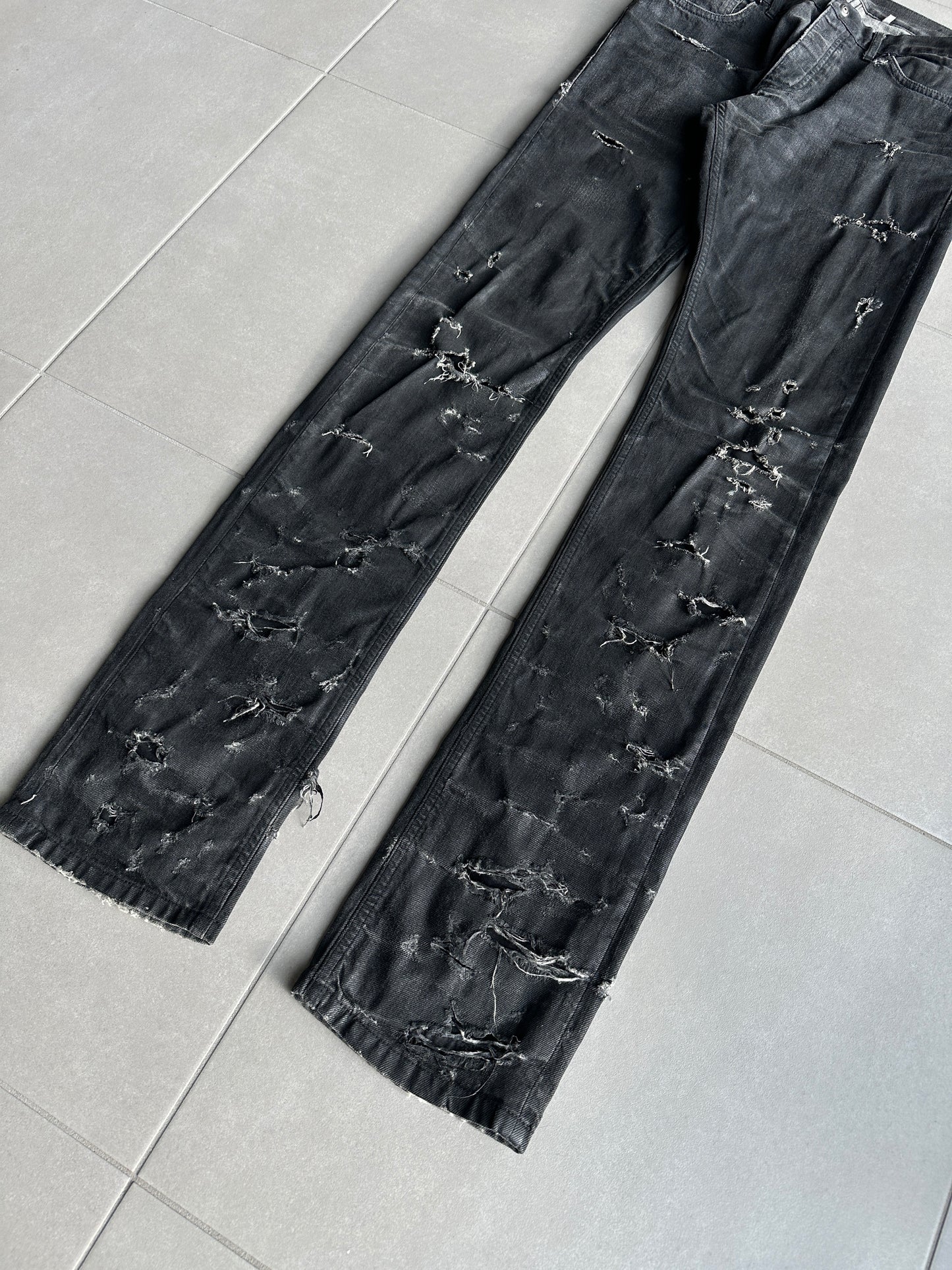 Dior Homme SS04 “STRIP” distressed waxed denim