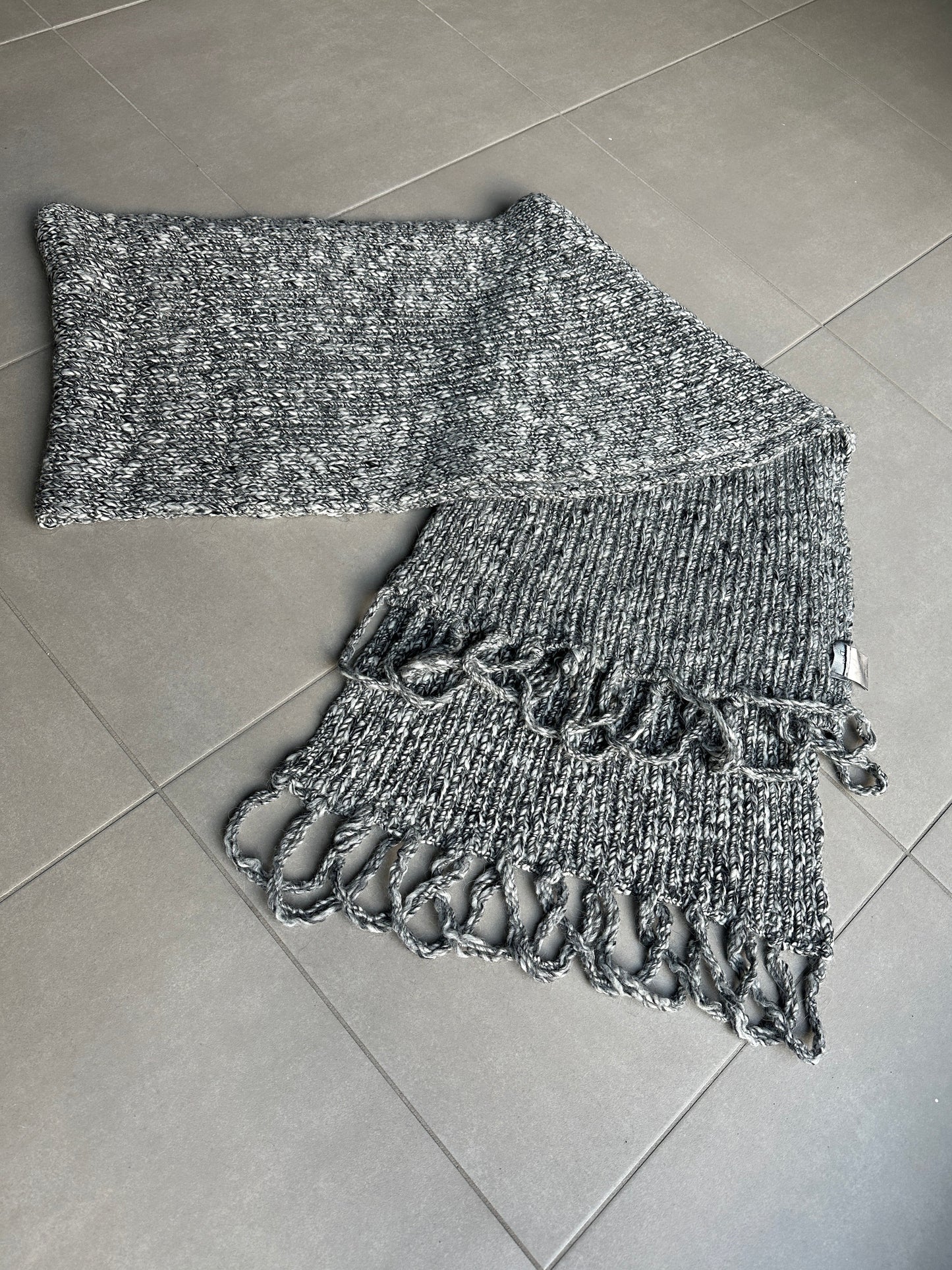 Dior Homme AW07 “Navigate” Alpaca blend big fringe shawl