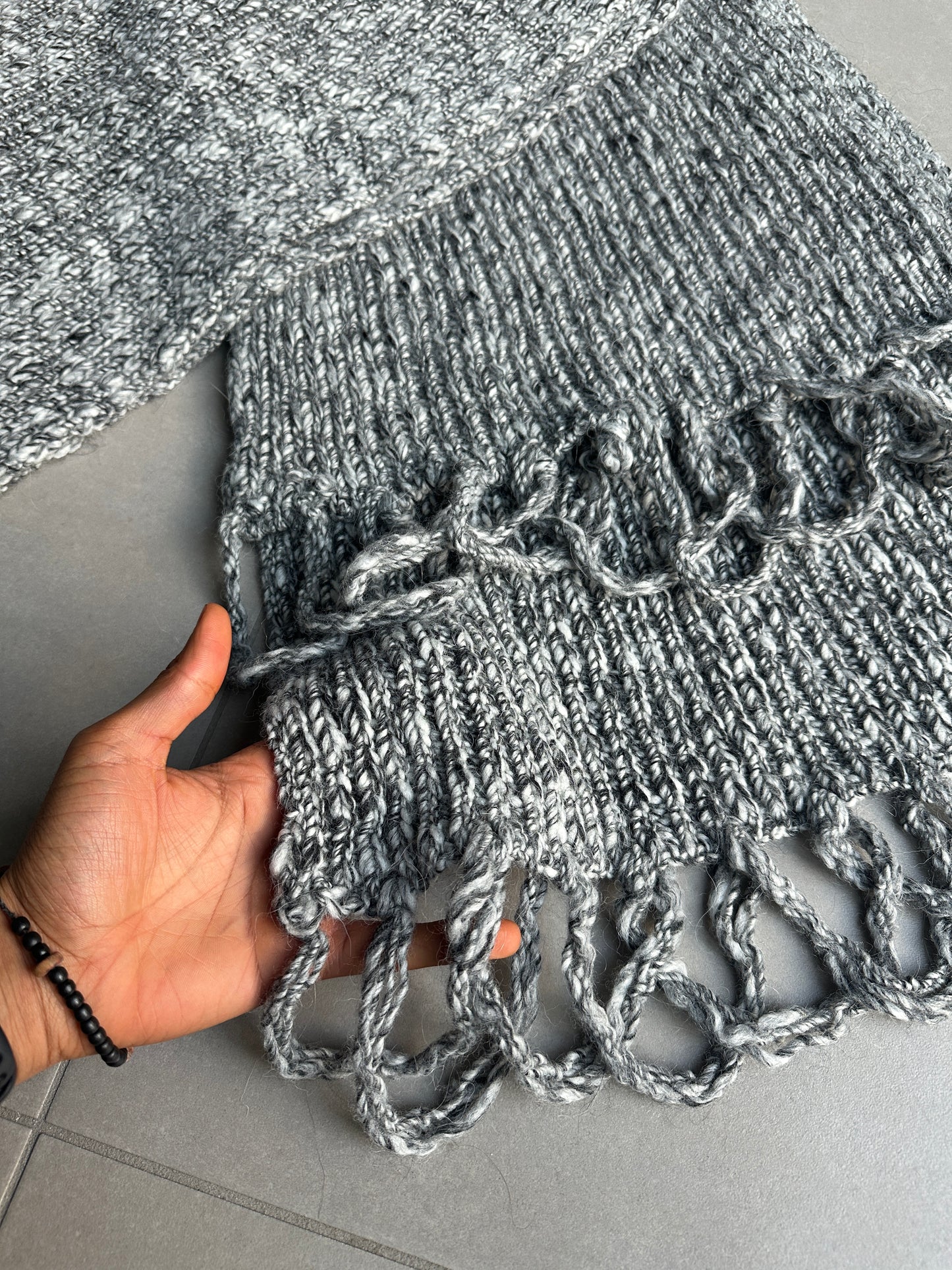 Dior Homme AW07 “Navigate” Alpaca blend big fringe shawl