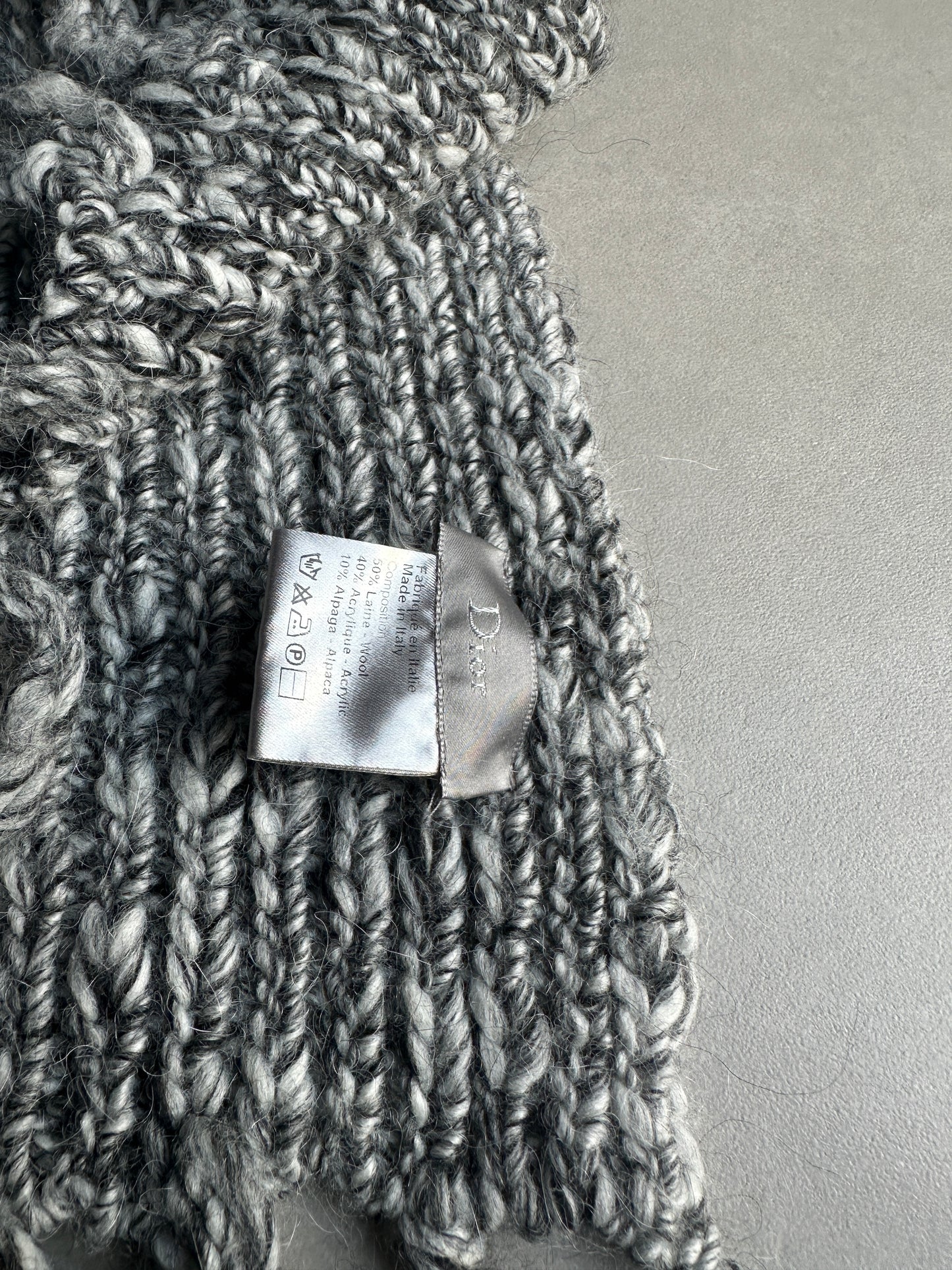 Dior Homme AW07 “Navigate” Alpaca blend big fringe shawl