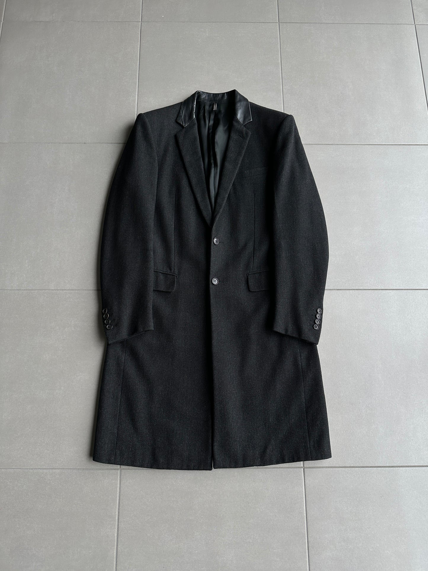 Dior Homme AW01 “Solitaire” Leather trimmed collar coat
