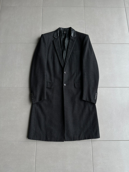 Dior Homme AW01 “Solitaire” Leather trimmed collar coat