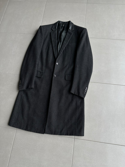 Dior Homme AW01 “Solitaire” Leather trimmed collar coat