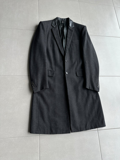 Dior Homme AW01 “Solitaire” Leather trimmed collar coat