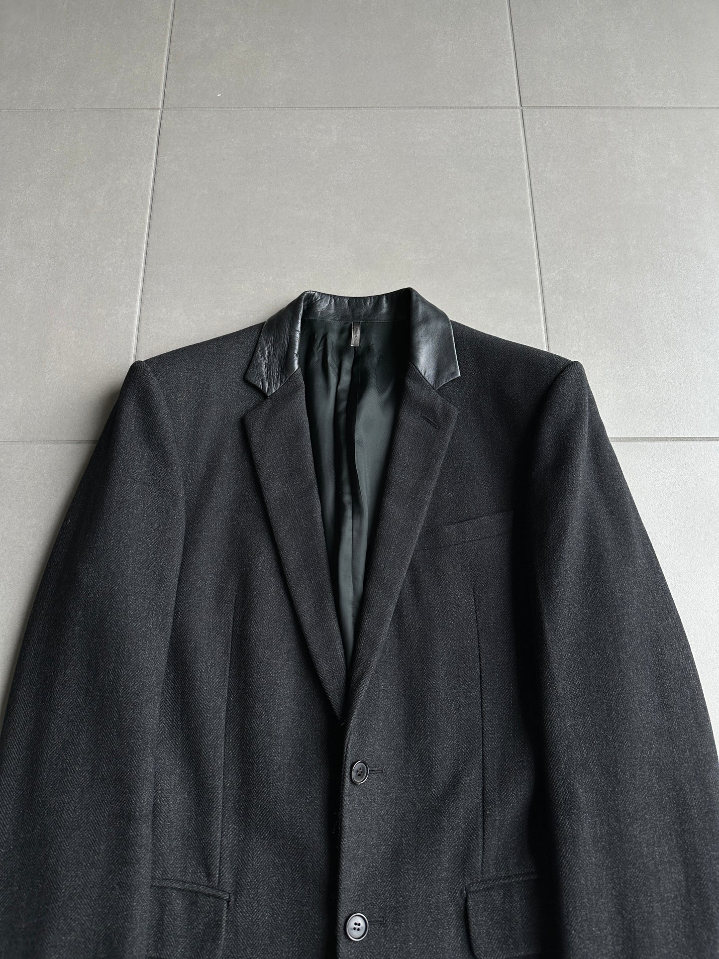 Dior Homme AW01 “Solitaire” Leather trimmed collar coat
