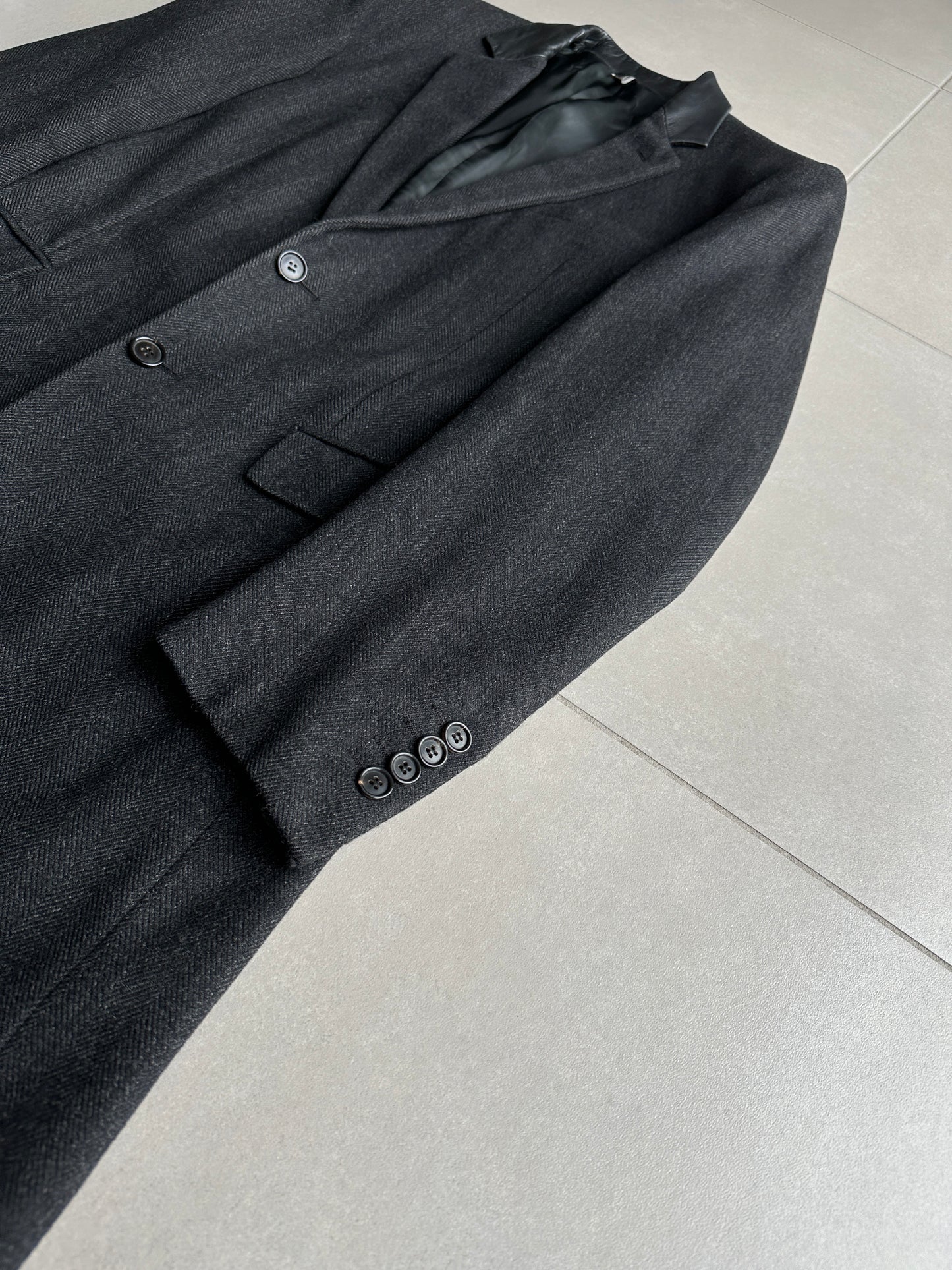 Dior Homme AW01 “Solitaire” Leather trimmed collar coat