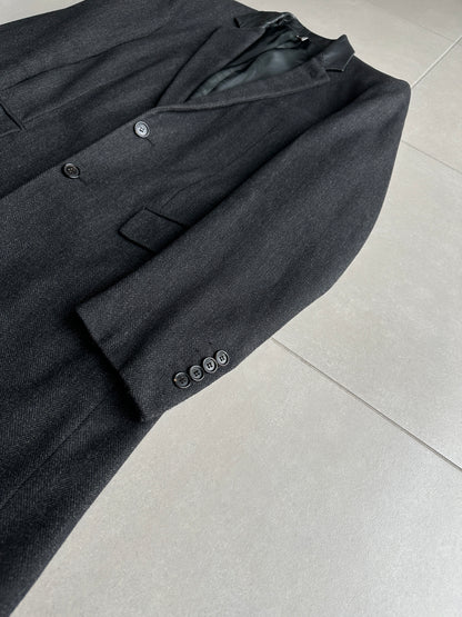 Dior Homme AW01 “Solitaire” Leather trimmed collar coat