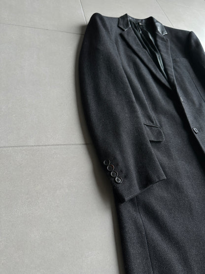 Dior Homme AW01 “Solitaire” Leather trimmed collar coat