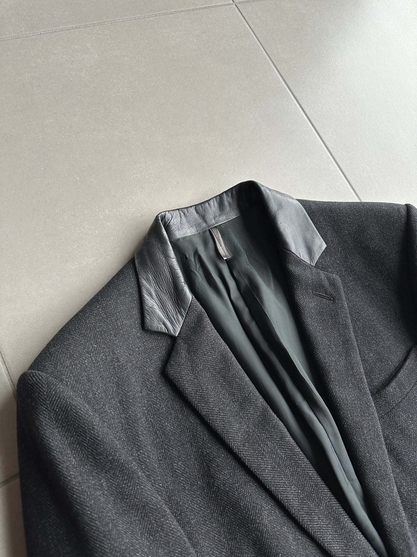 Dior Homme AW01 “Solitaire” Leather trimmed collar coat