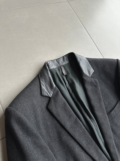 Dior Homme AW01 “Solitaire” Leather trimmed collar coat