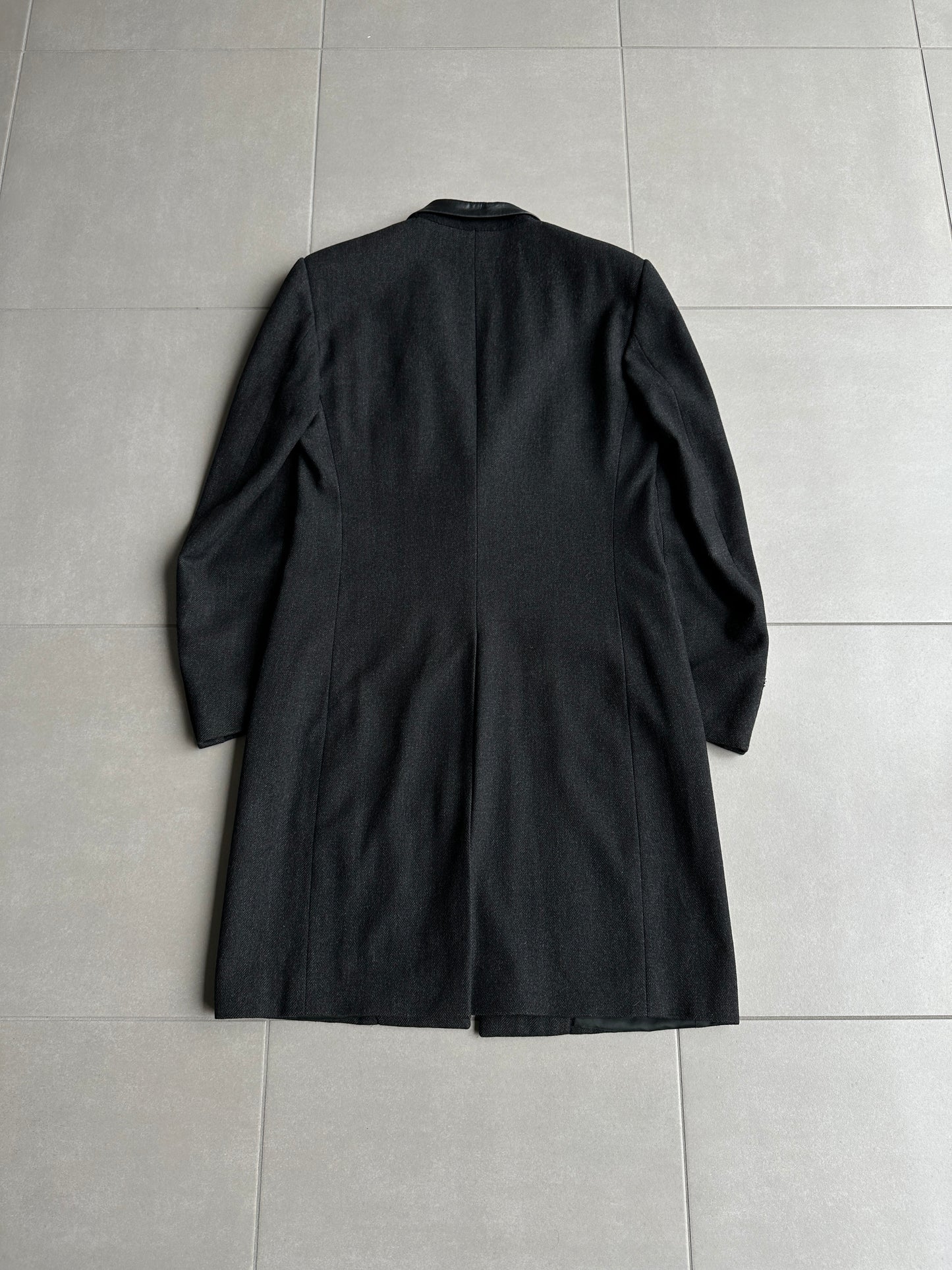 Dior Homme AW01 “Solitaire” Leather trimmed collar coat