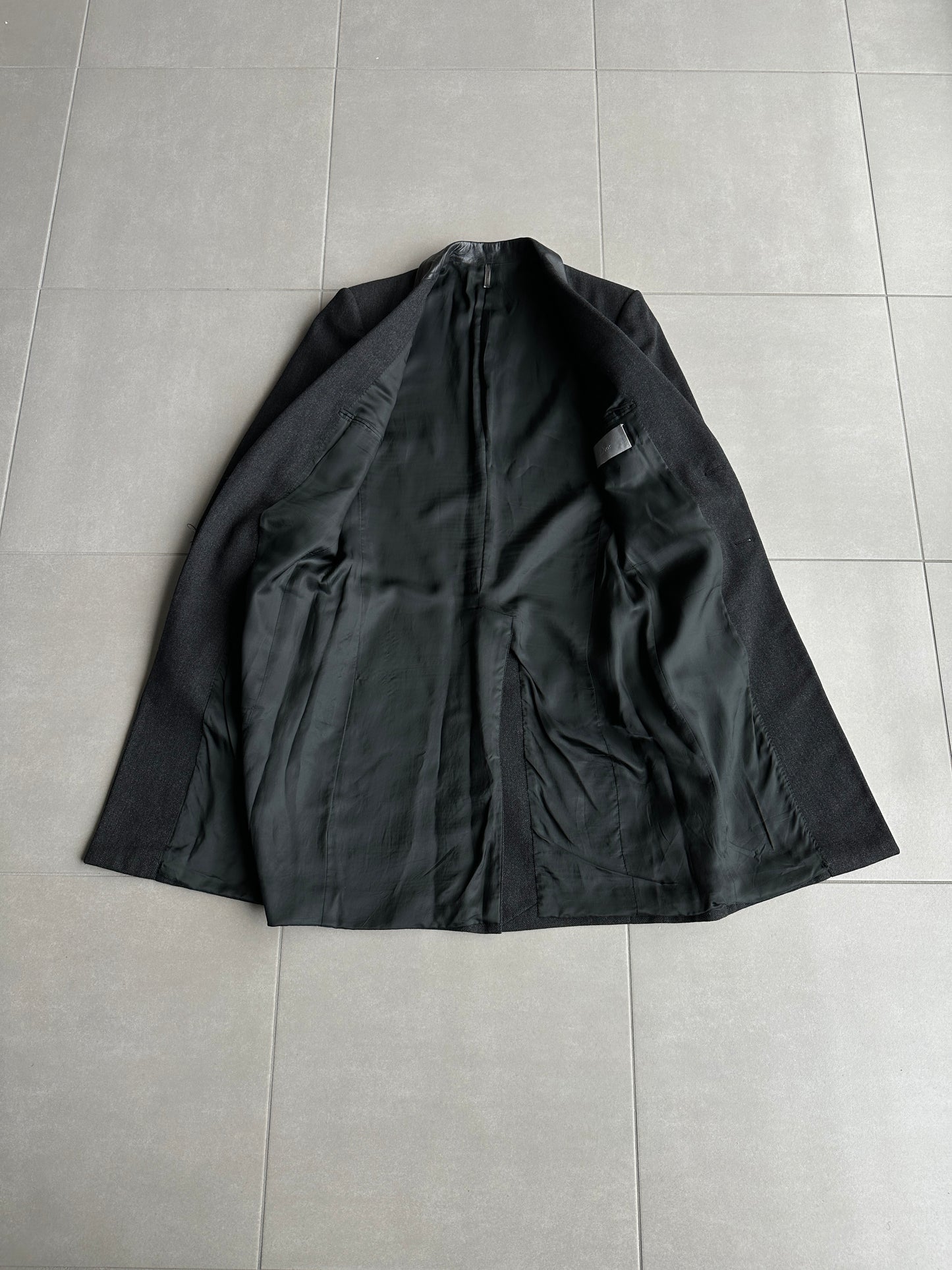 Dior Homme AW01 “Solitaire” Leather trimmed collar coat