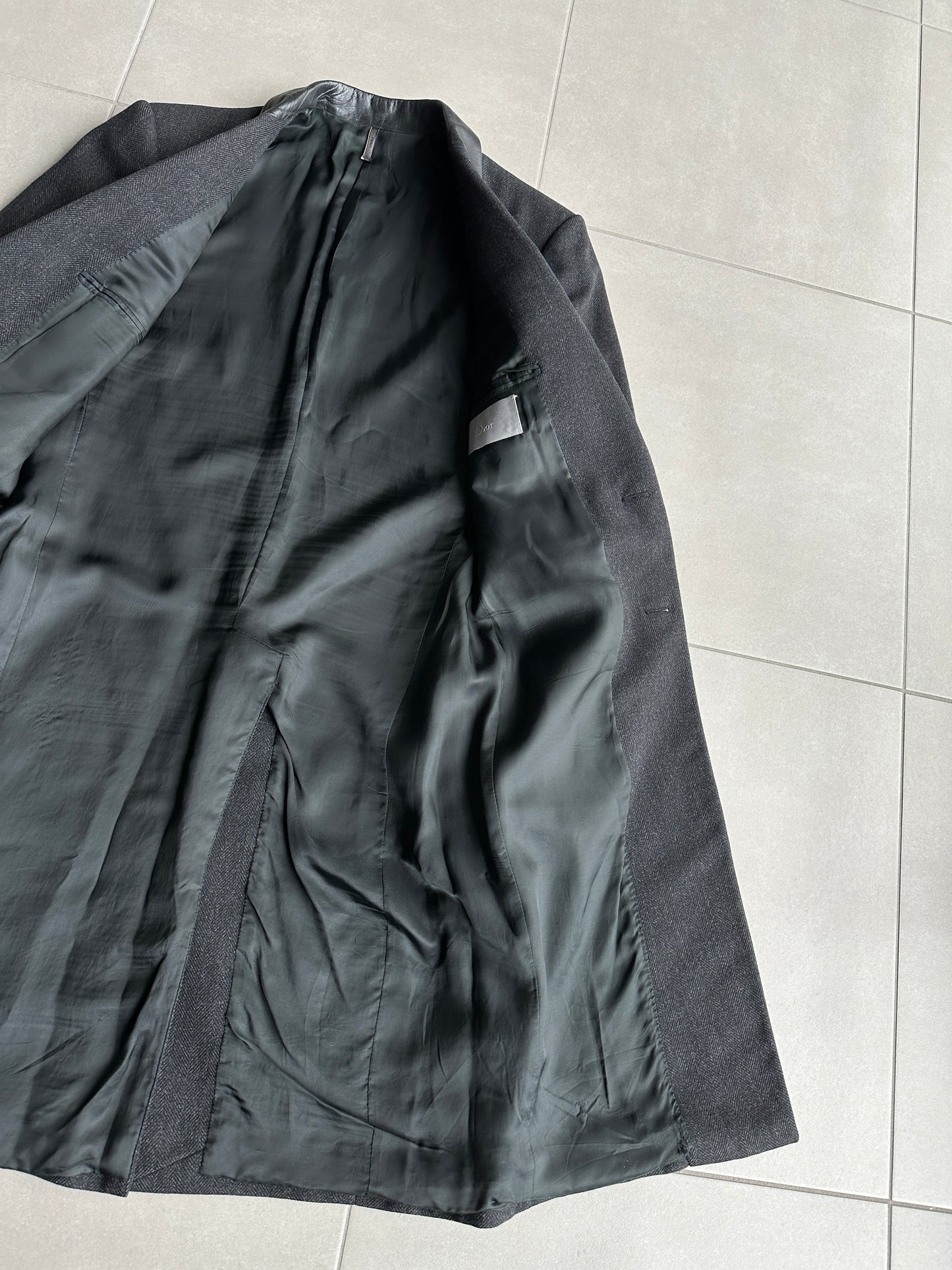 Dior Homme AW01 “Solitaire” Leather trimmed collar coat