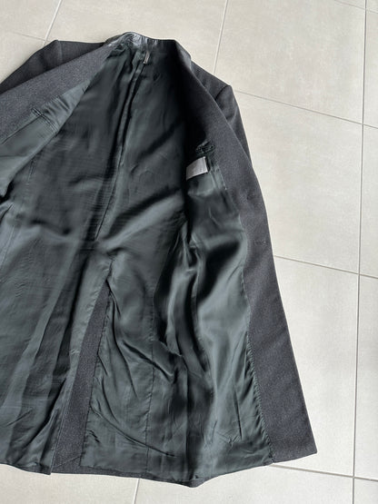Dior Homme AW01 “Solitaire” Leather trimmed collar coat