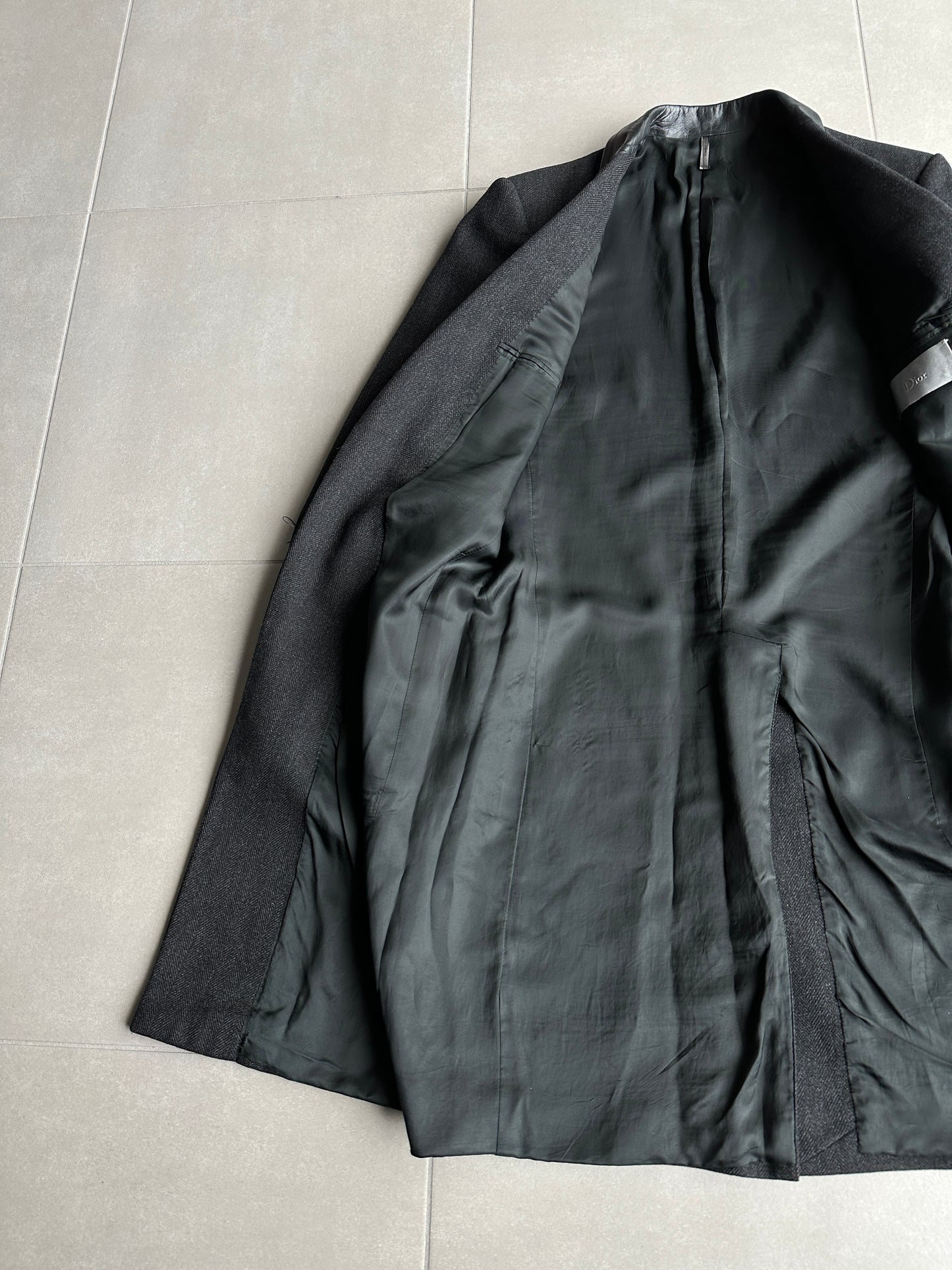 Dior Homme AW01 “Solitaire” Leather trimmed collar coat