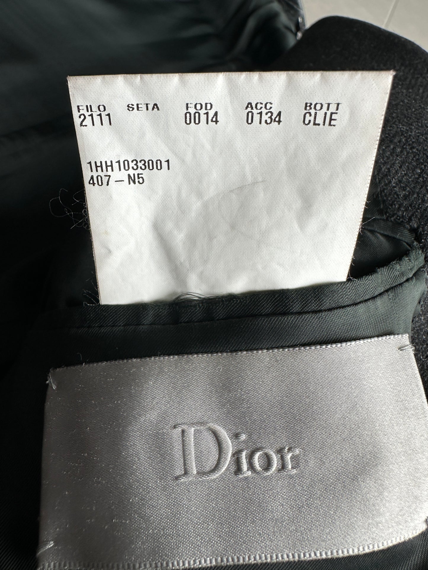 Dior Homme AW01 “Solitaire” Leather trimmed collar coat