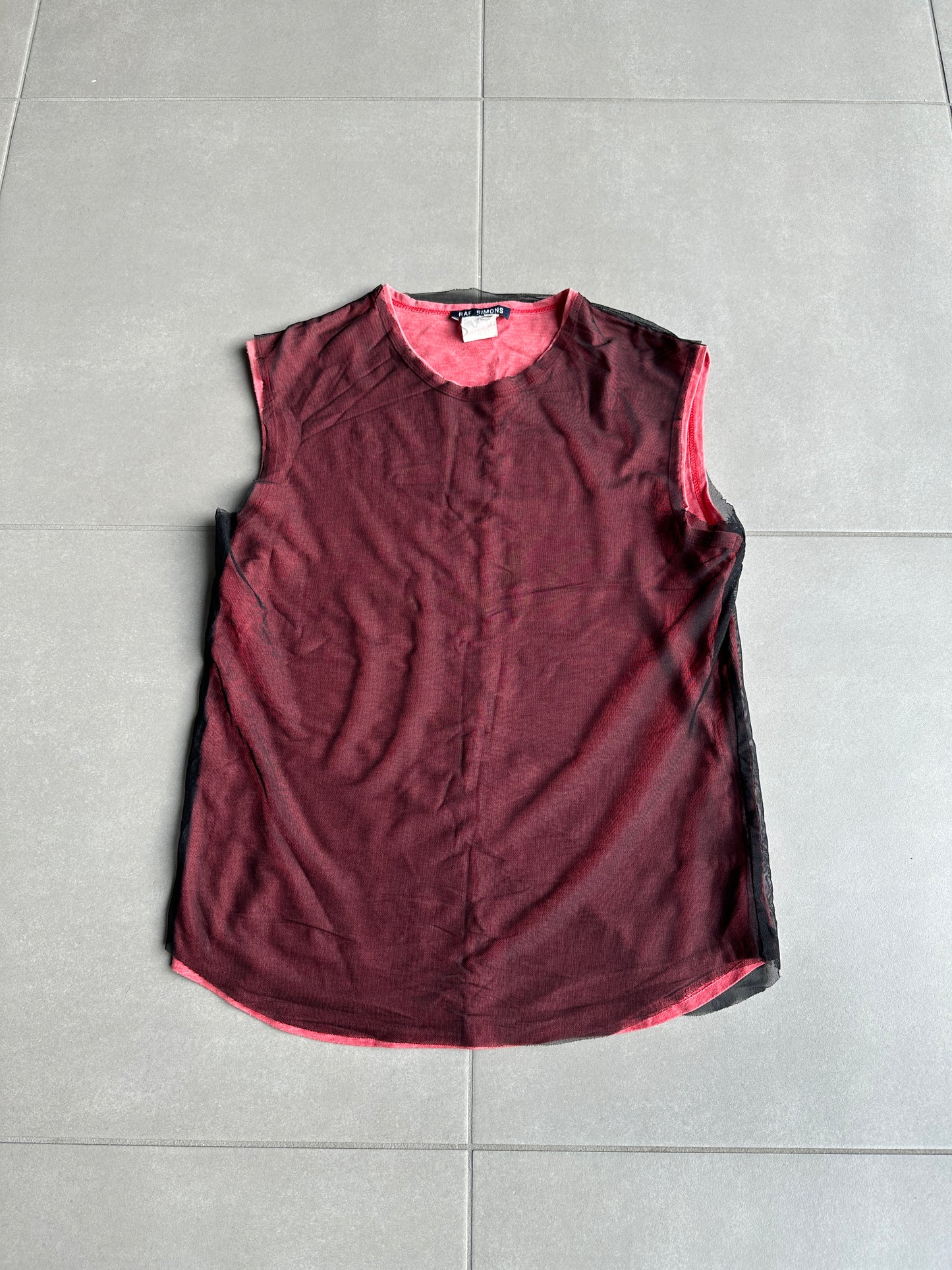 Raf Simons SS1998 “Black Palms” Double Layered mesh tank top