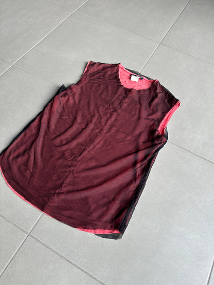 Raf Simons SS1998 “Black Palms” Double Layered mesh tank top
