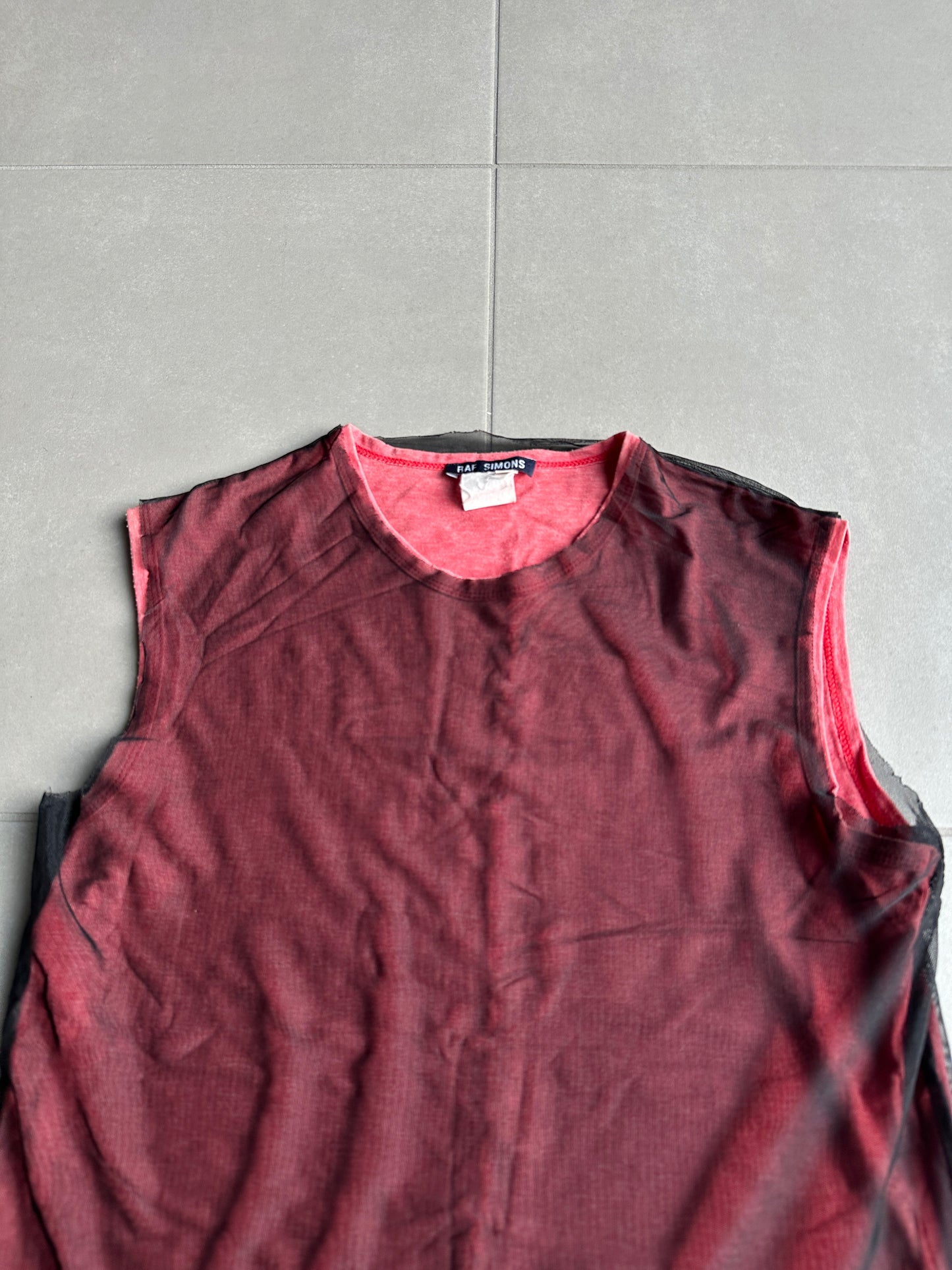 Raf Simons SS1998 “Black Palms” Double Layered mesh tank top