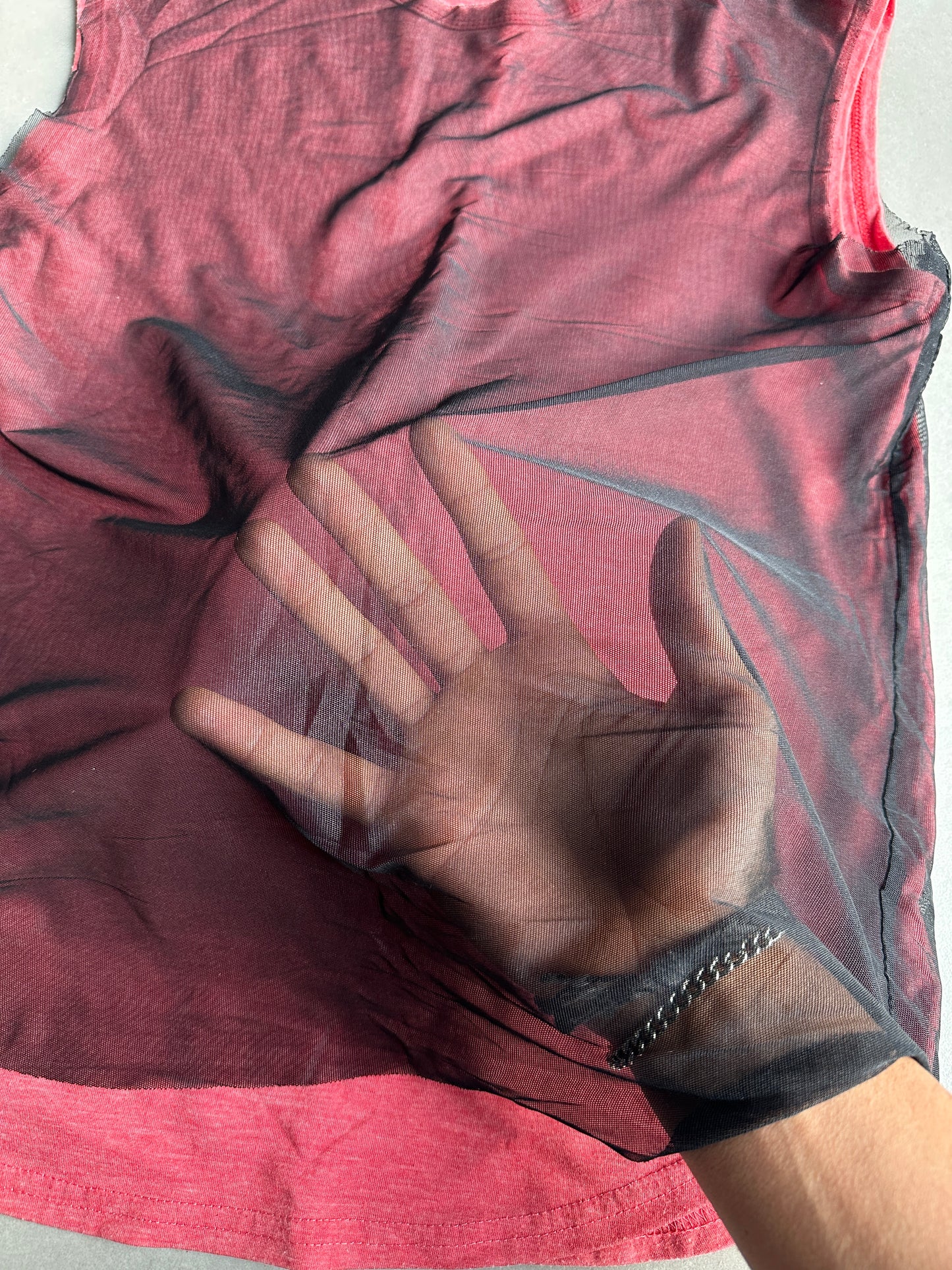 Raf Simons SS1998 “Black Palms” Double Layered mesh tank top