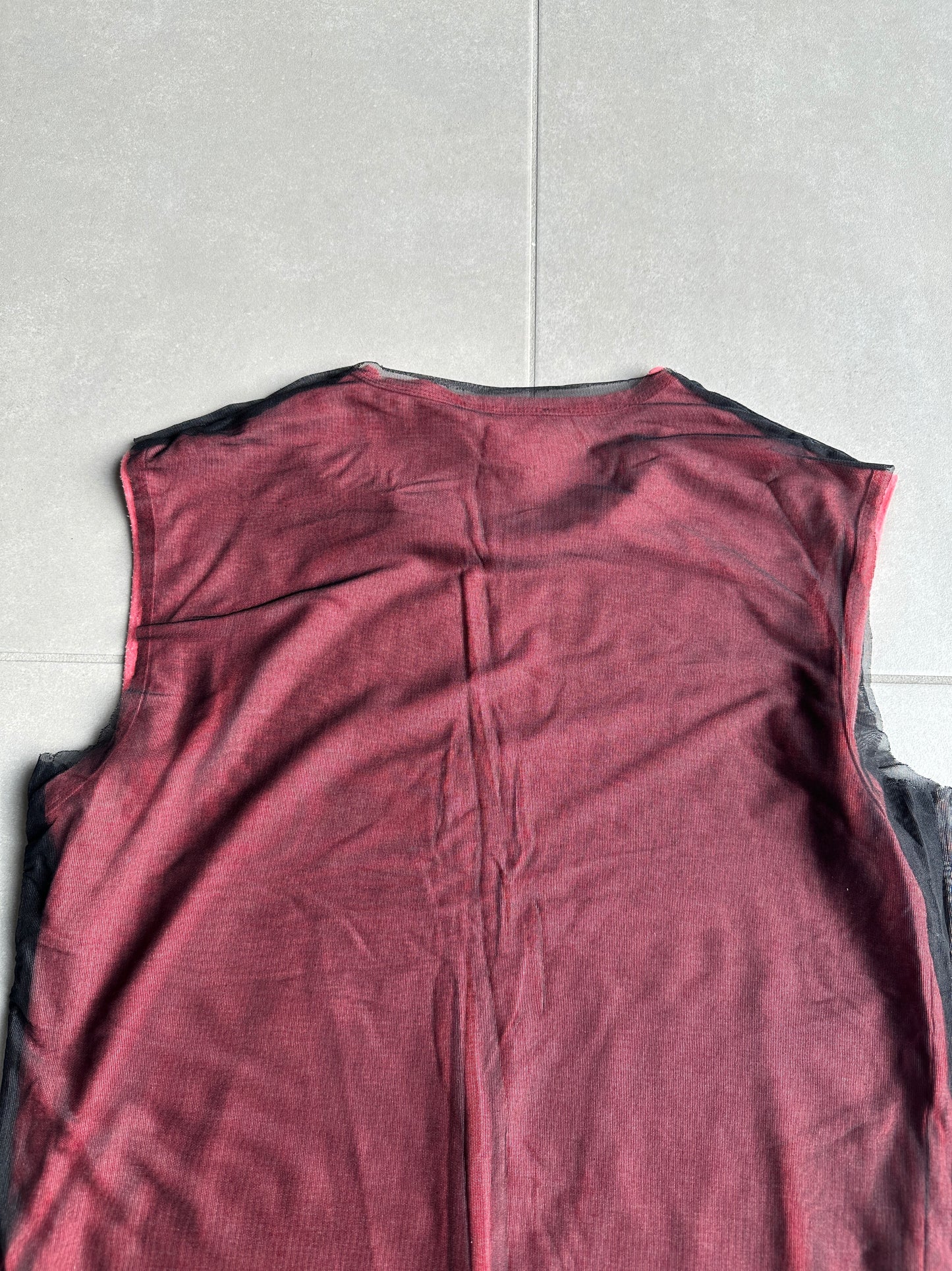 Raf Simons SS1998 “Black Palms” Double Layered mesh tank top