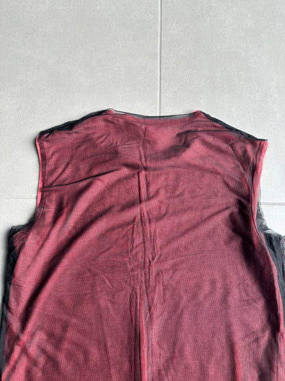 Raf Simons SS1998 “Black Palms” Double Layered mesh tank top