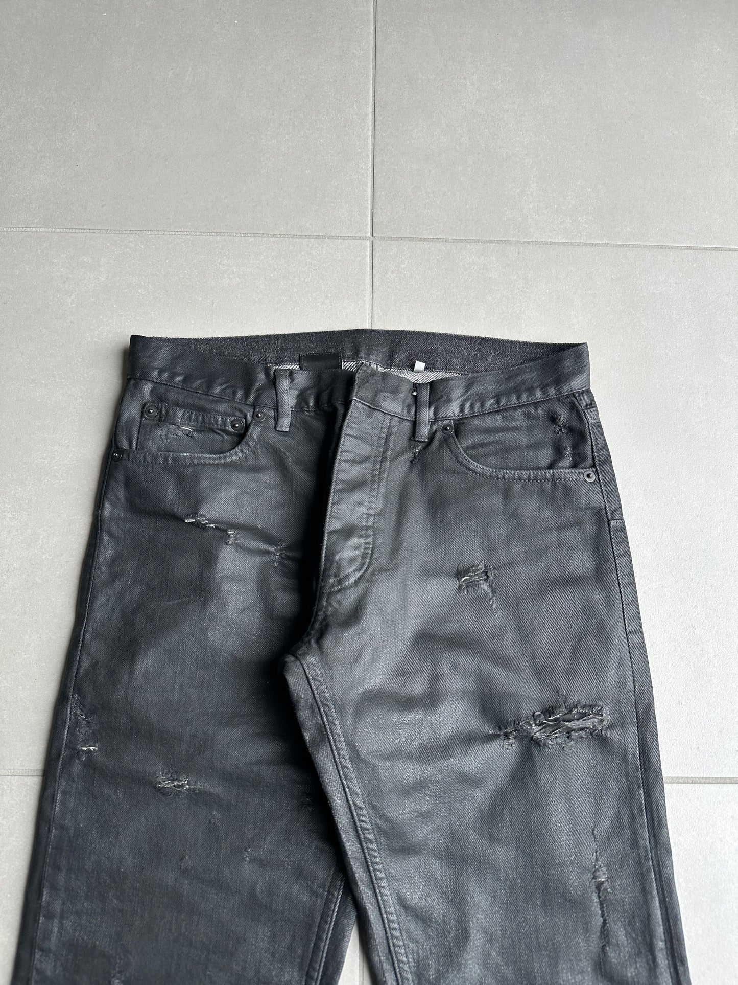 Dior Homme SS04 “STRIP” distressed waxed denim