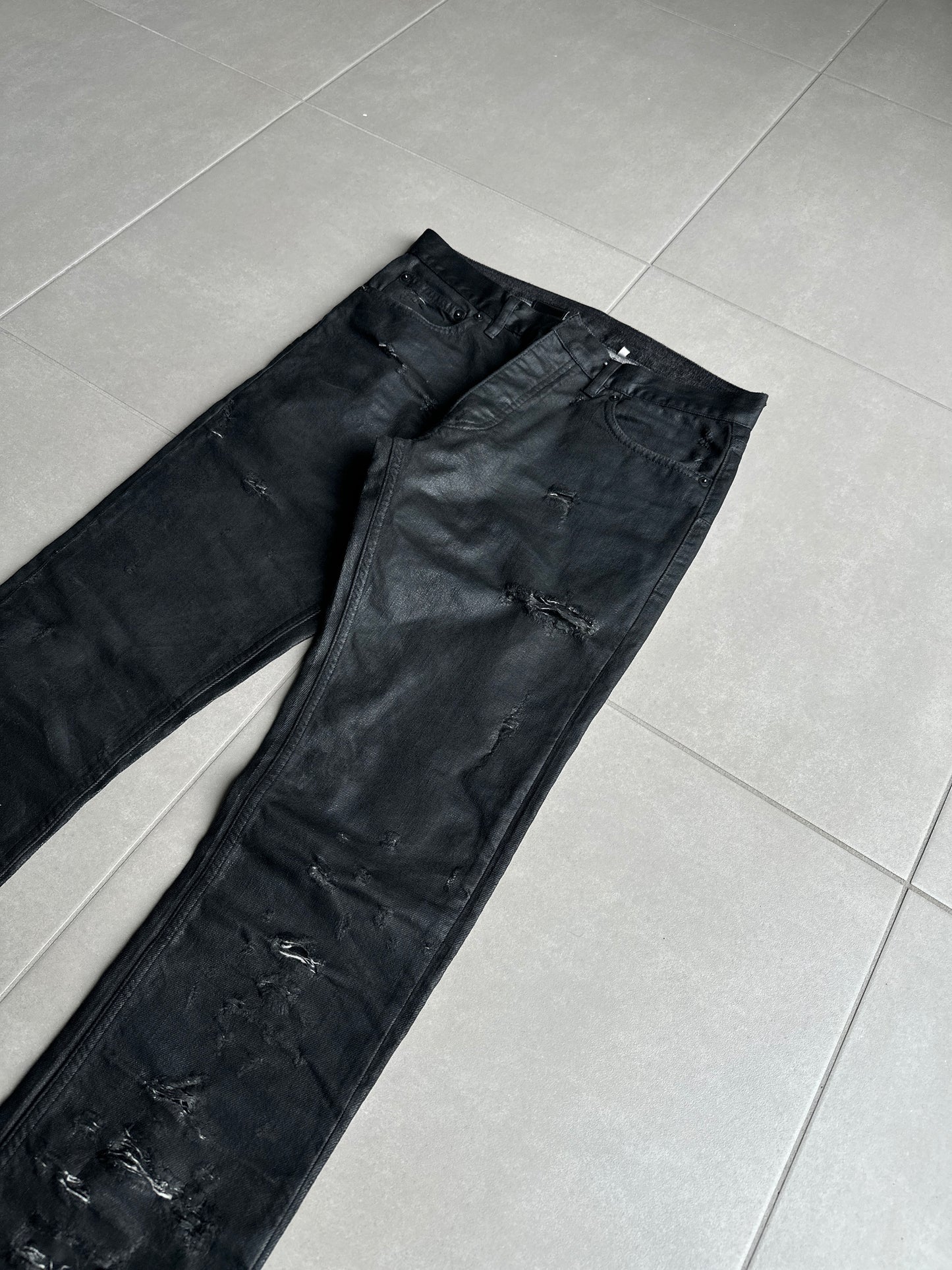 Dior Homme SS04 “STRIP” distressed waxed denim