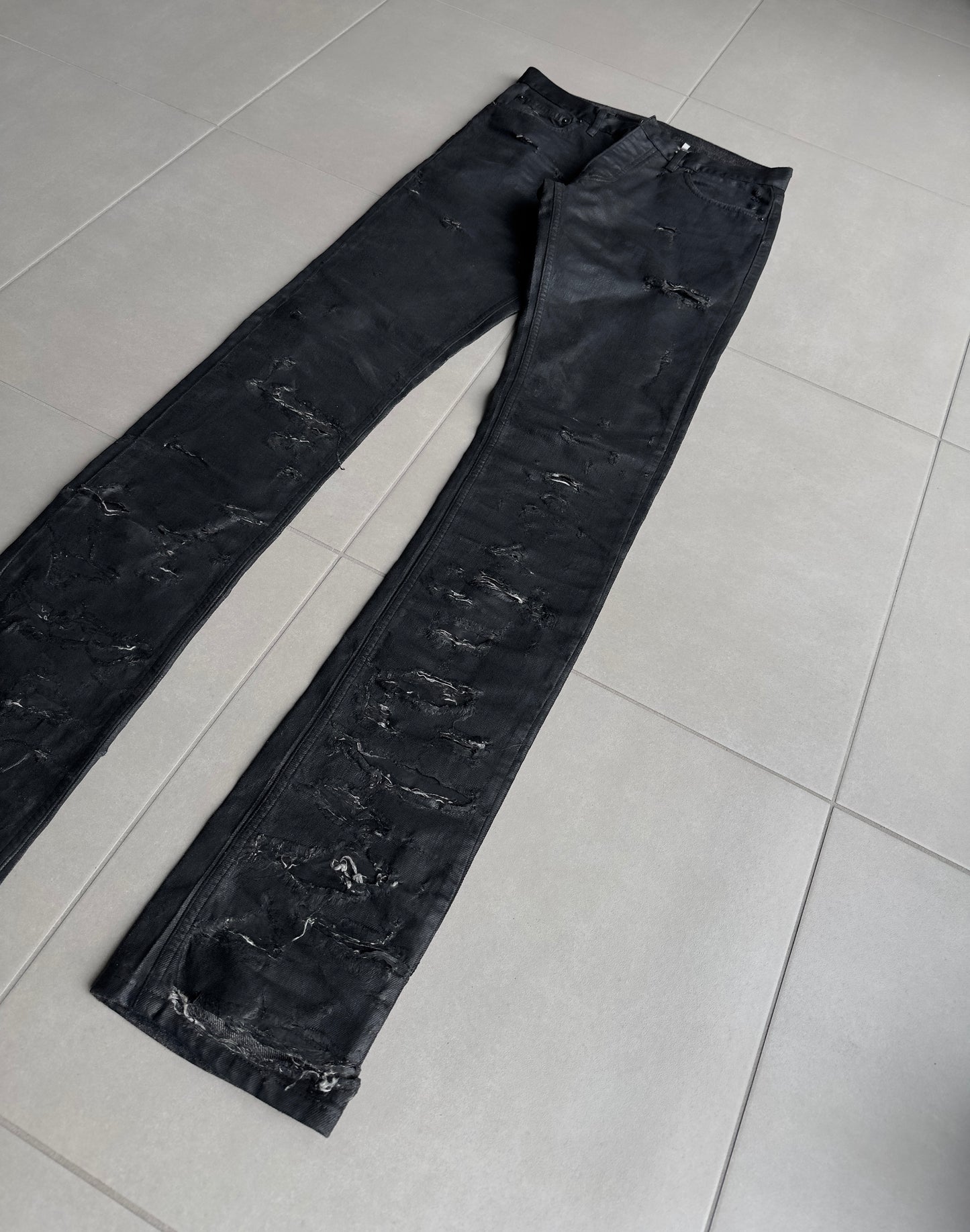 Dior Homme SS04 “STRIP” distressed waxed denim
