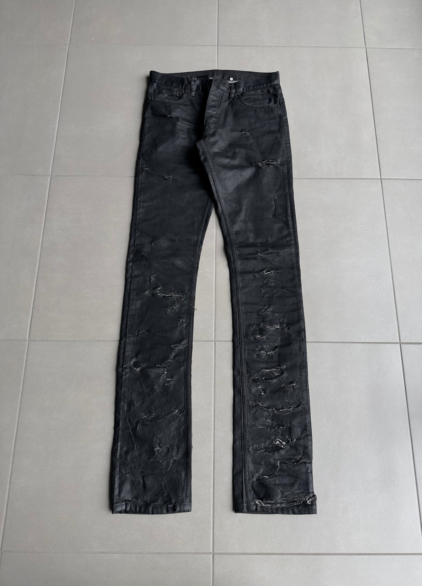 Dior Homme SS04 “STRIP” distressed waxed denim