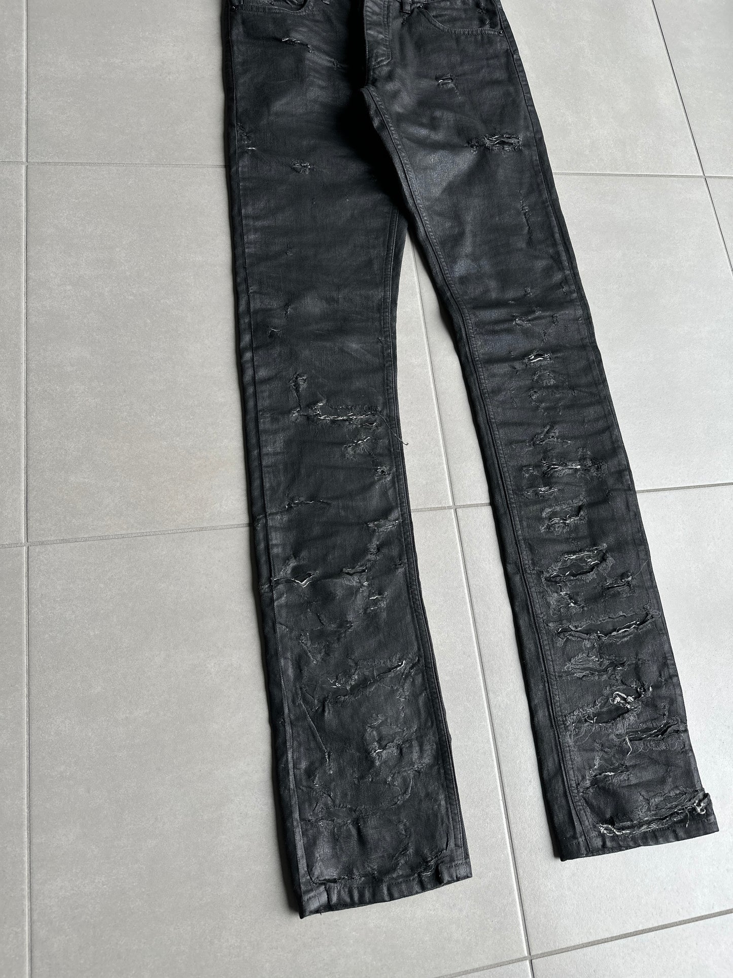 Dior Homme SS04 “STRIP” distressed waxed denim