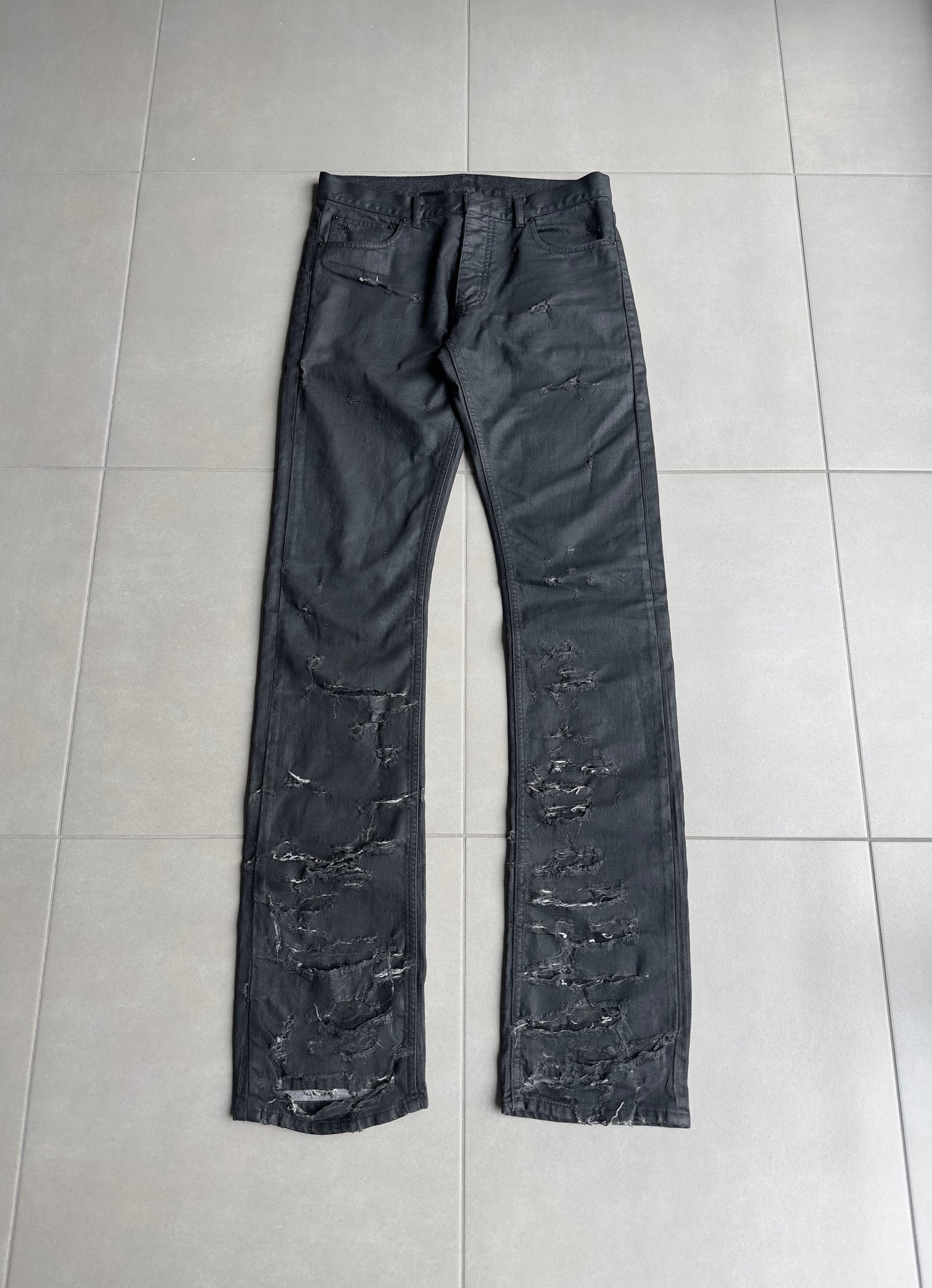Dior Homme SS04 "STRIP" distressed waxed Denim