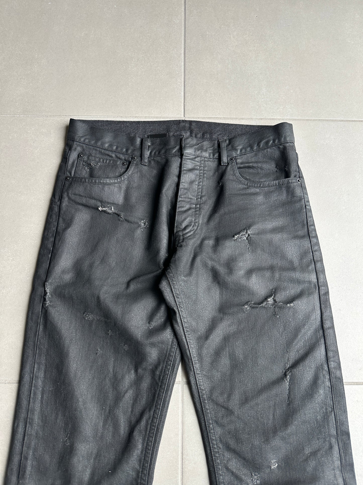 Dior Homme SS04 "STRIP" distressed waxed Denim