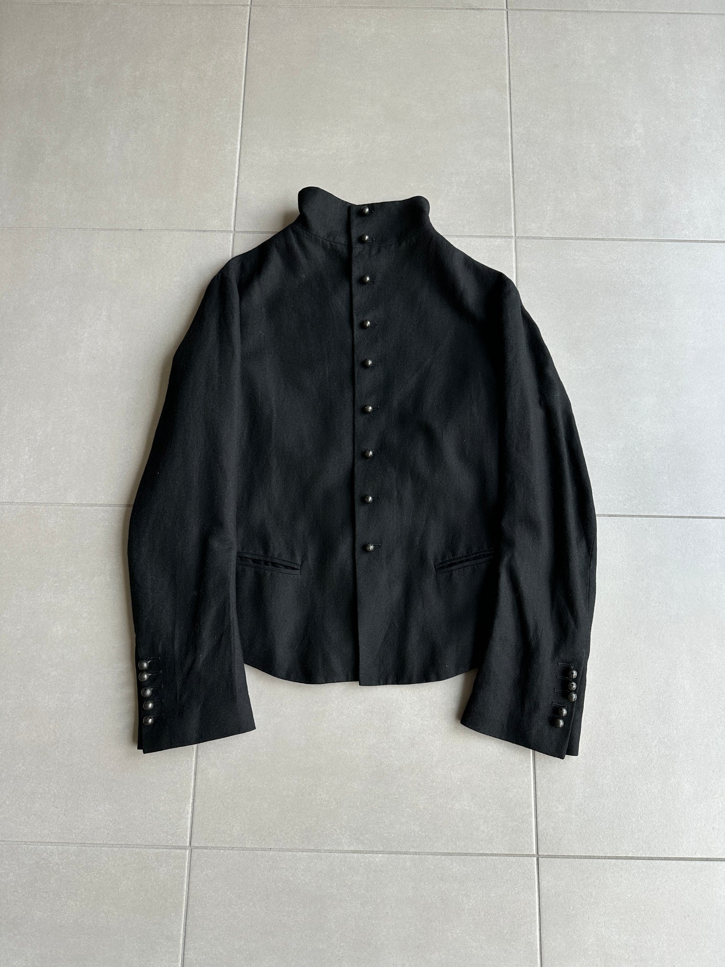 Ann Demeulemeester AW09 "Day Zero" High collared button up jacket