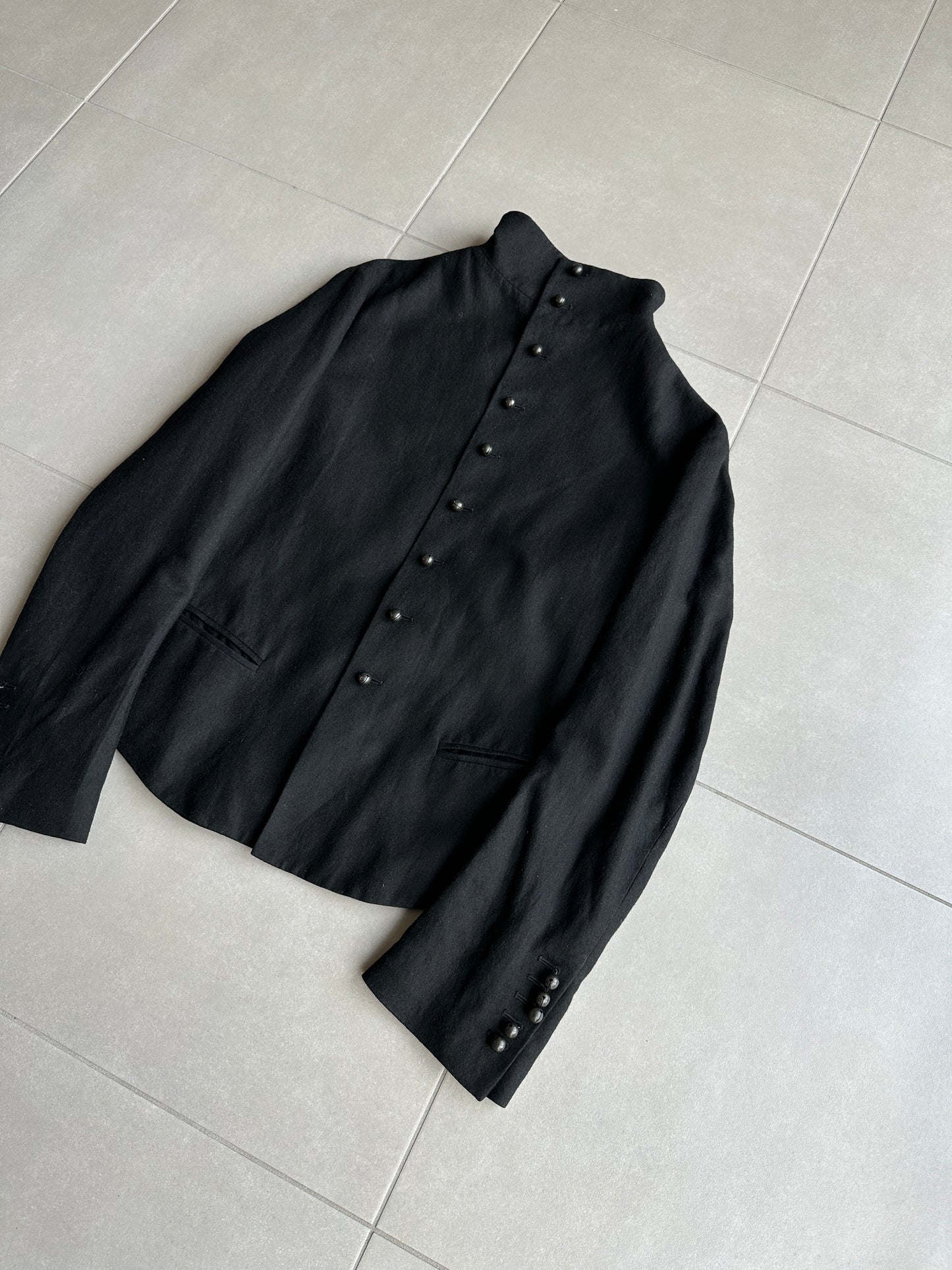 Ann Demeulemeester AW09 "Day Zero" High collared button up jacket