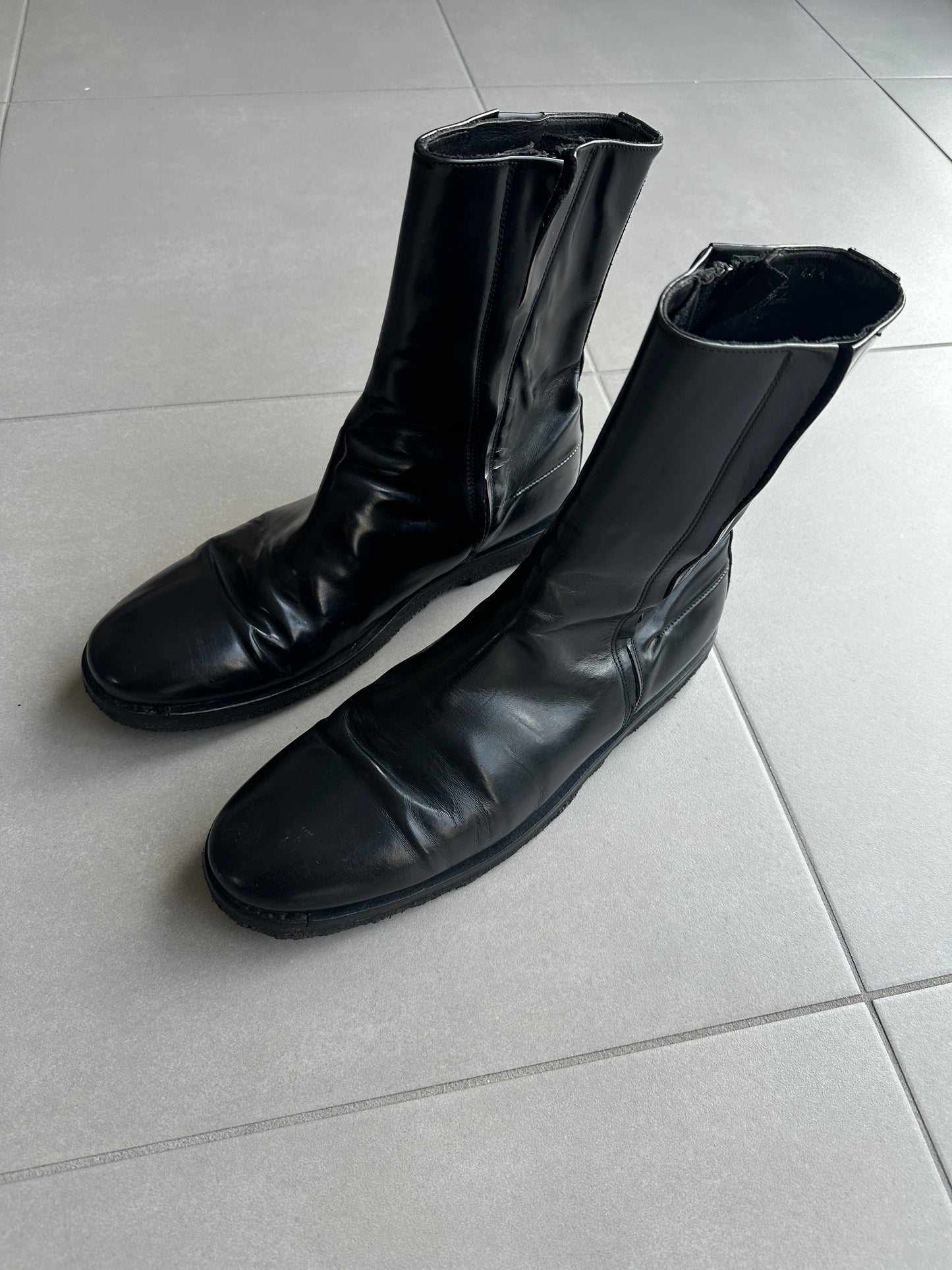 Dior Homme AW03 "Luster" side zip leather boots