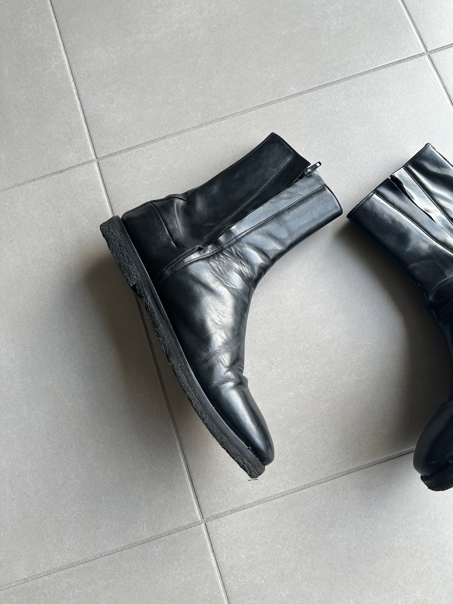Dior Homme AW03 "Luster" side zip leather boots