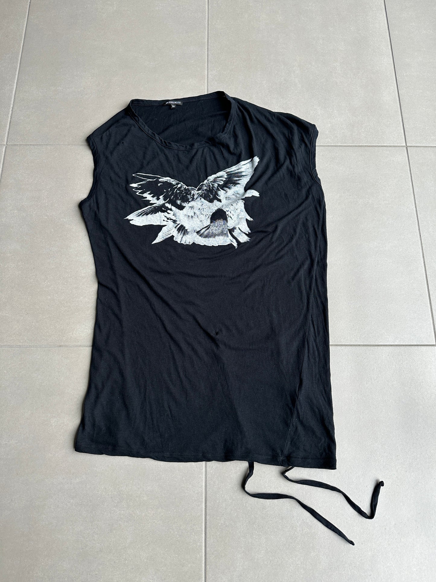 Ann Demeulemeester SS2010 bird print sleeveless shirt