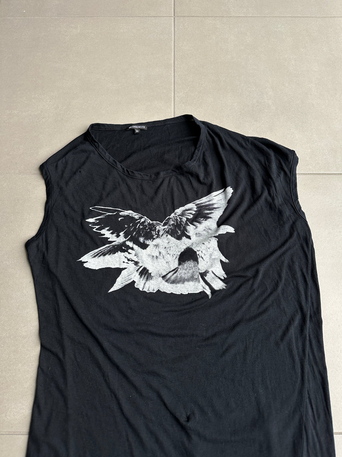 Ann Demeulemeester SS2010 bird print sleeveless shirt