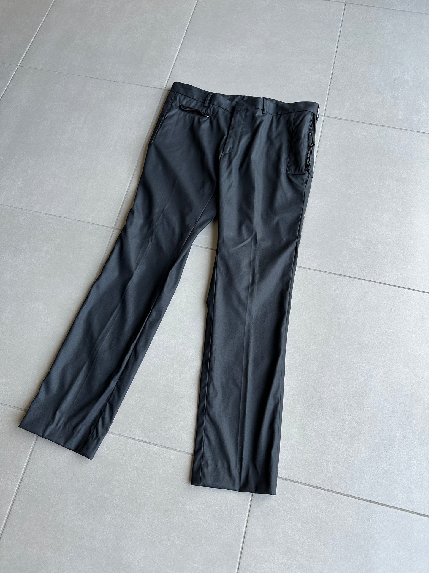 Dior Homme SS04 “strip” shimmering multi-pocket/cargo trousers