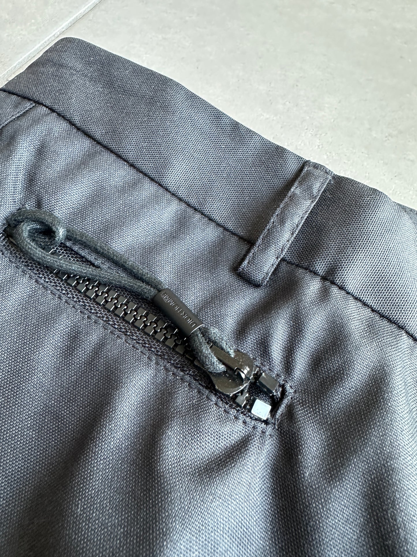 Dior Homme SS04 “strip” shimmering multi-pocket/cargo trousers